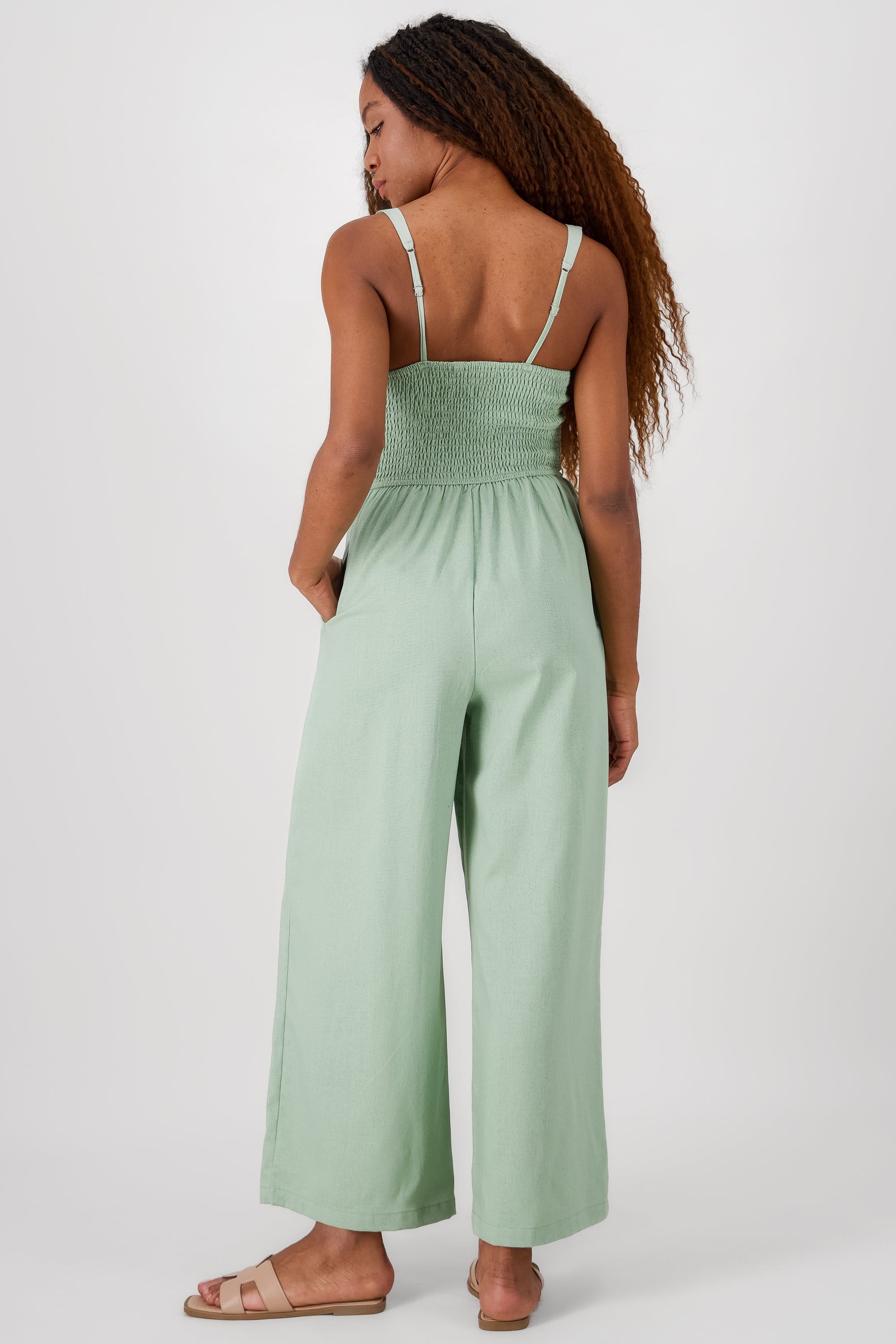 Jumpsuit frunces a los costados VERDE CLARO