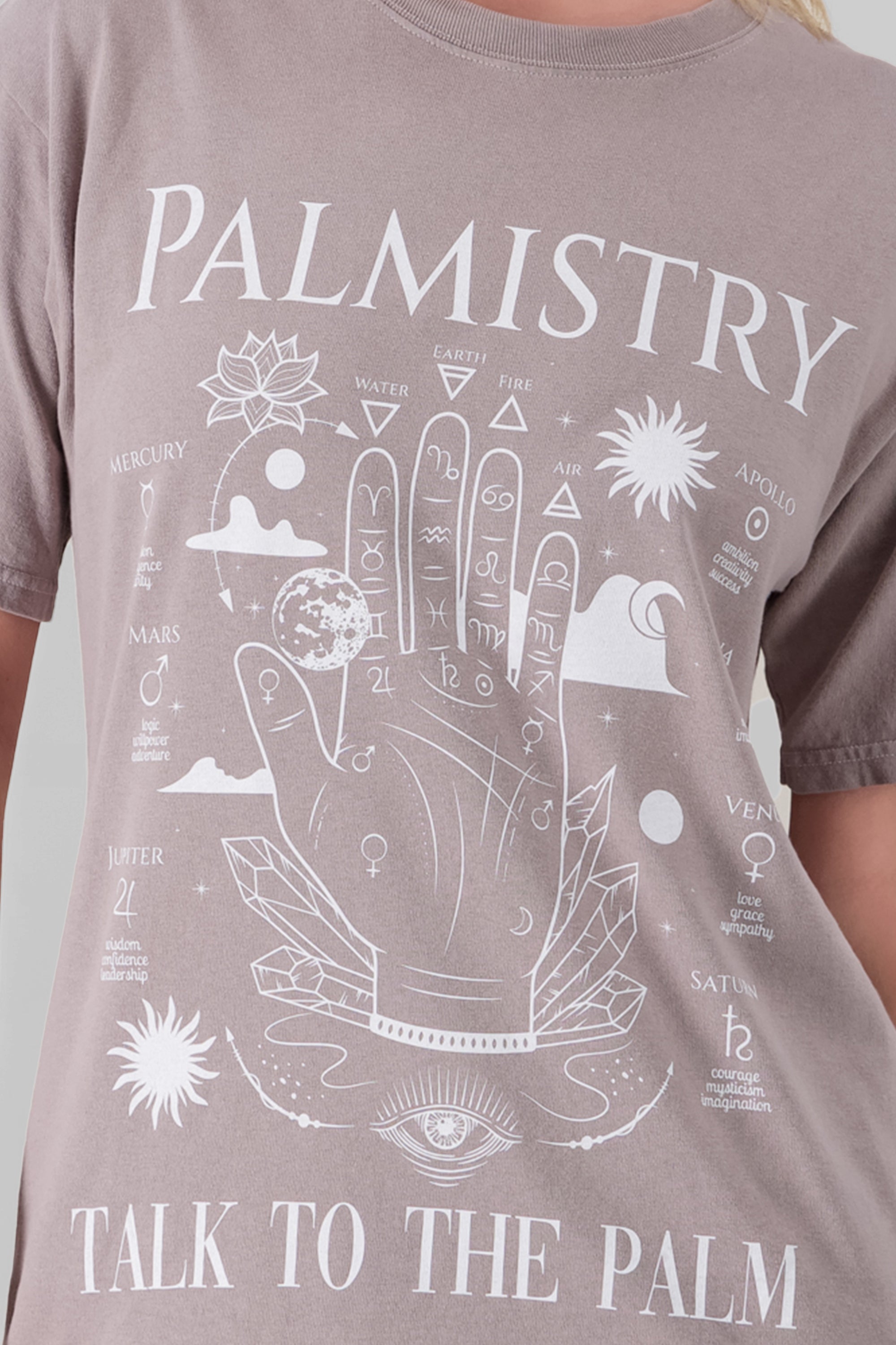 Playera oversized estampado palmistry BEIGE