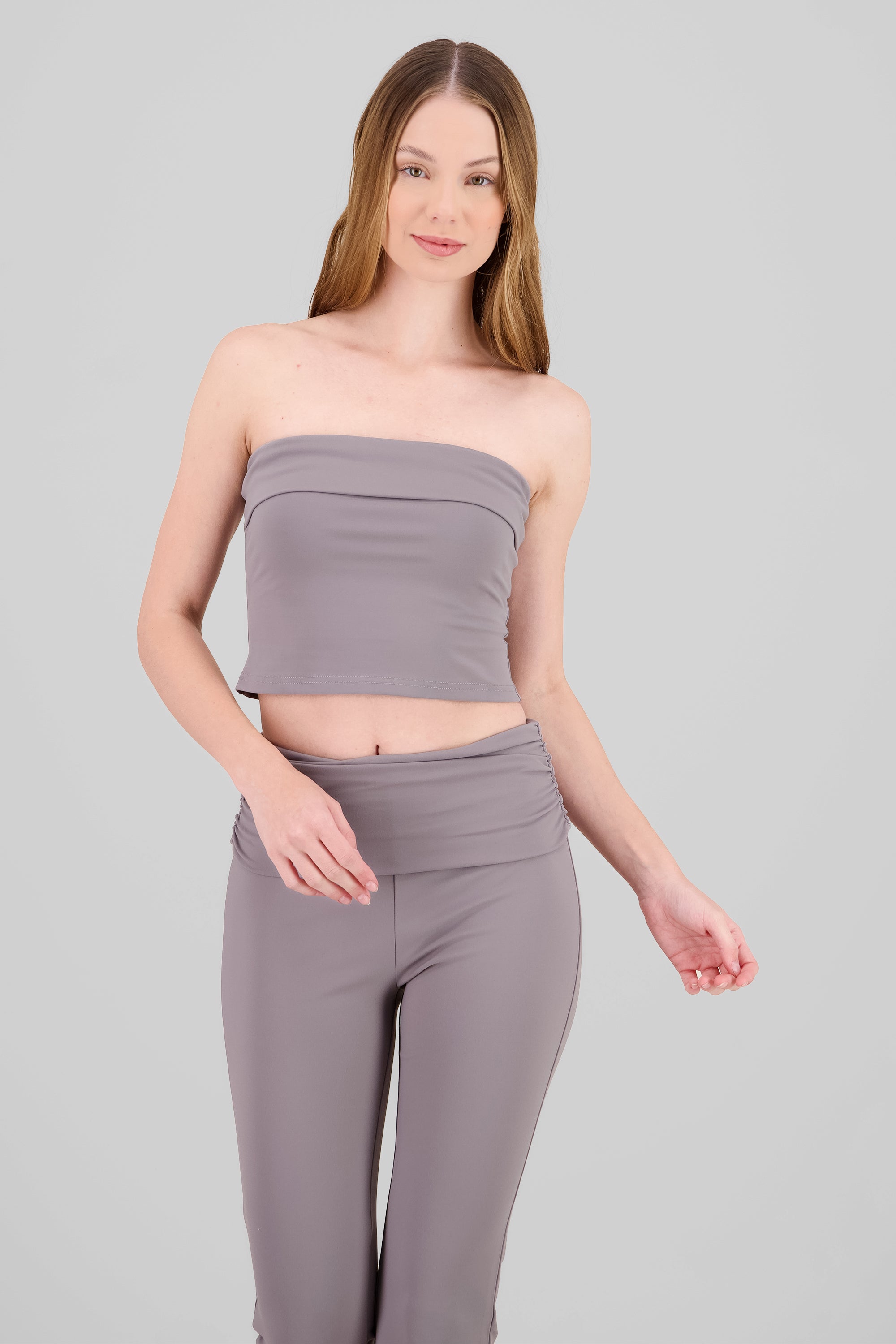 Top strapless liso GRIS