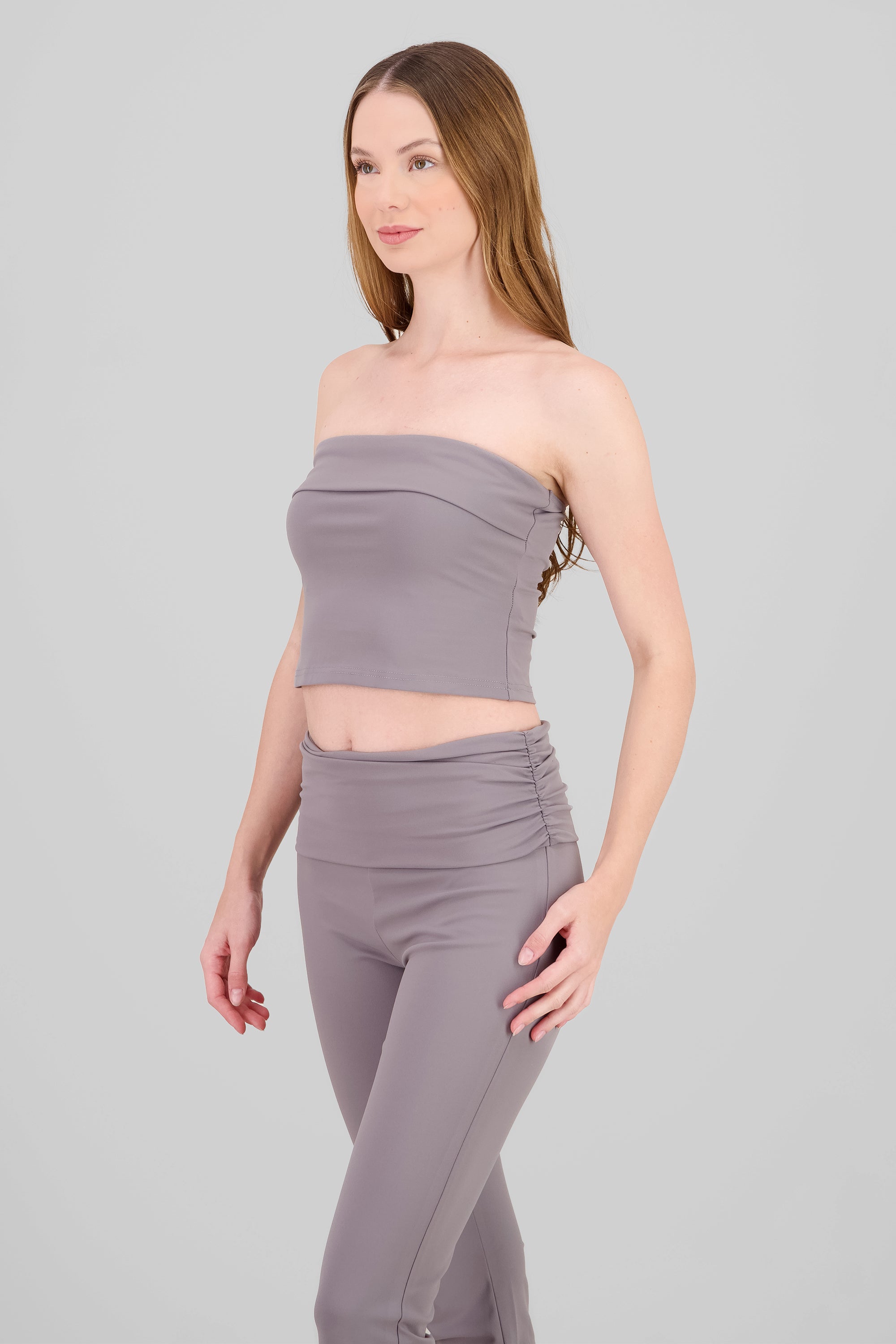 Top strapless liso GRIS