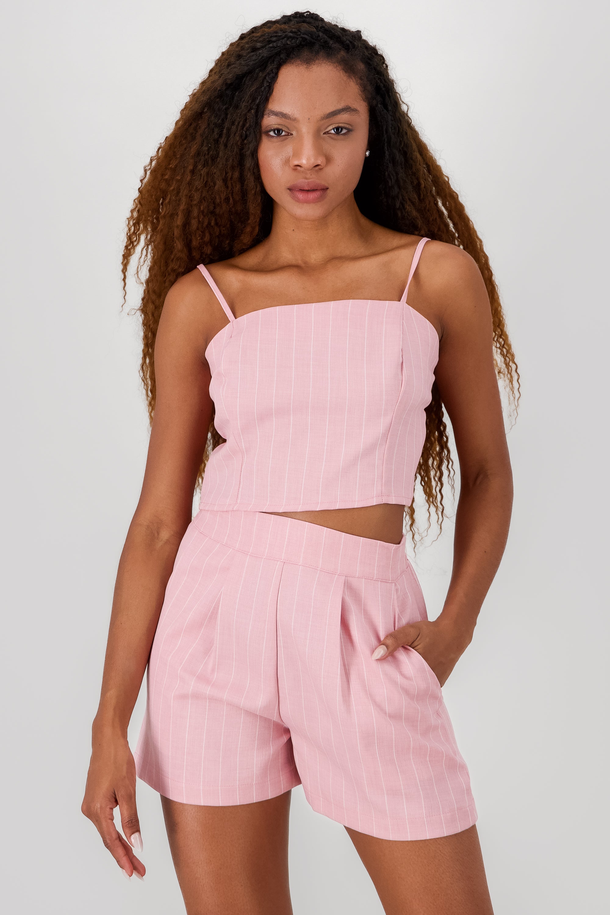 Crop top tirantes detalle rayas ROSA COMBO