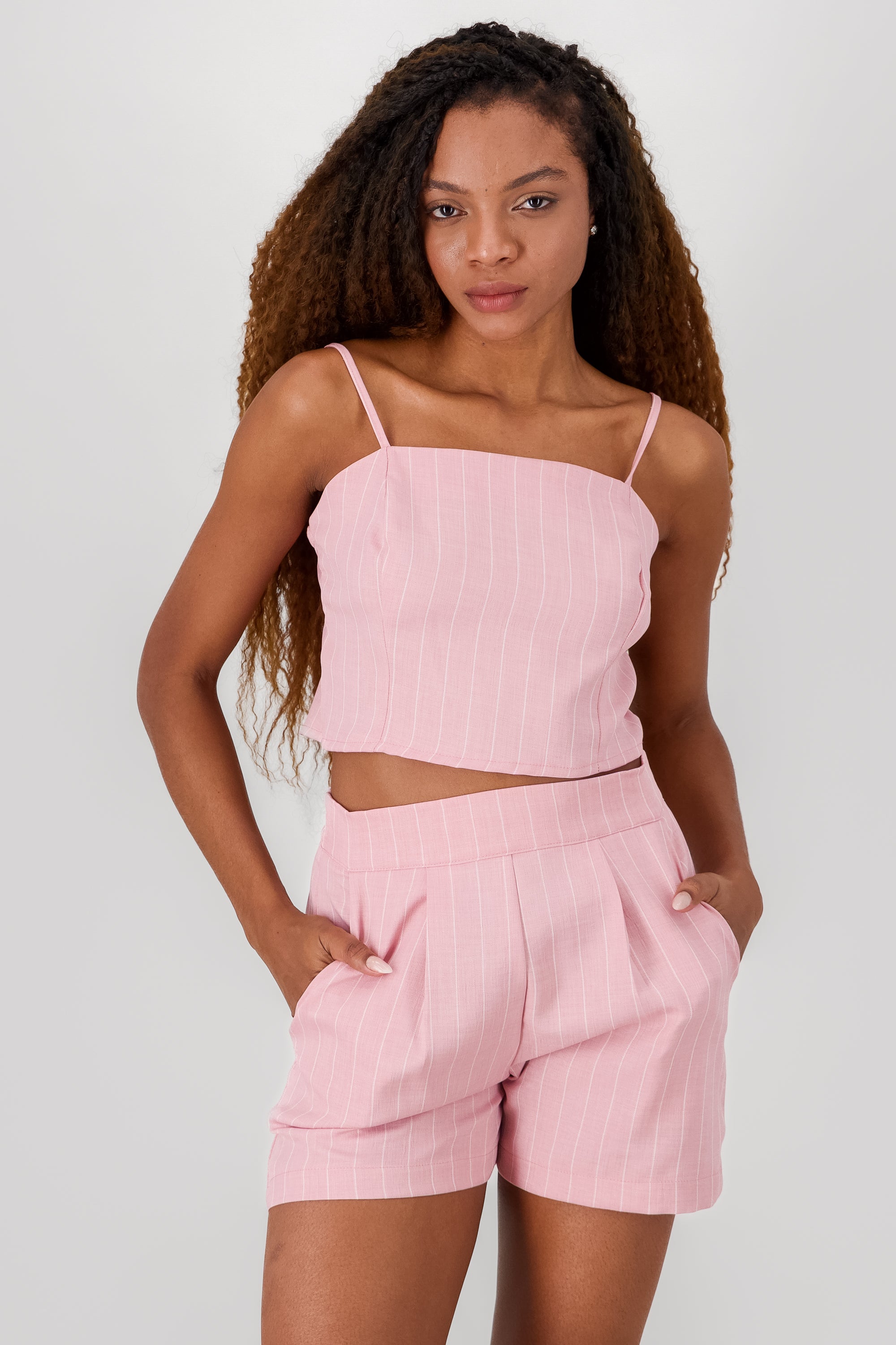 Crop top tirantes detalle rayas ROSA COMBO