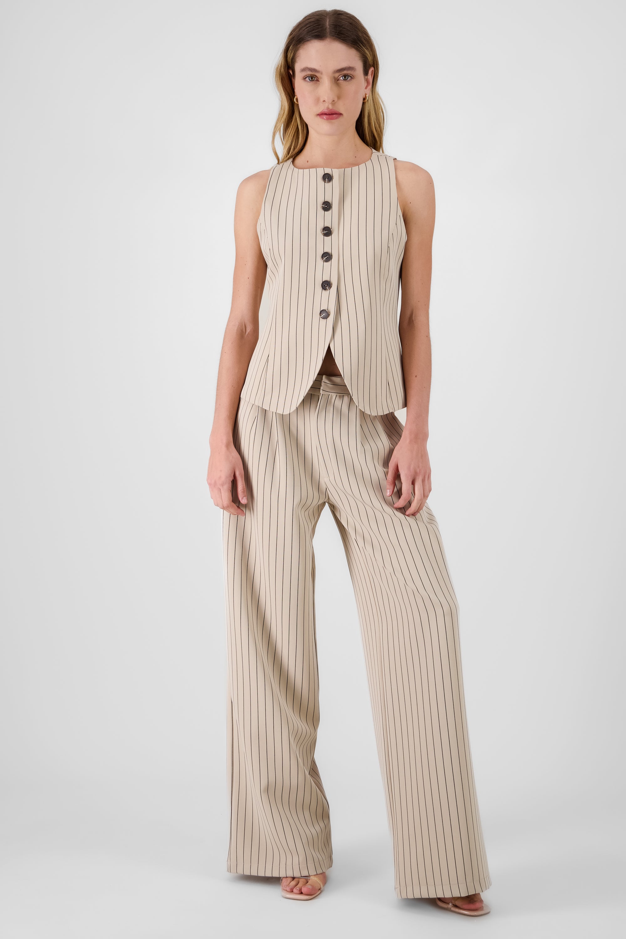 Pantalon sastre rayas con bolsas Hypsters BEIGE