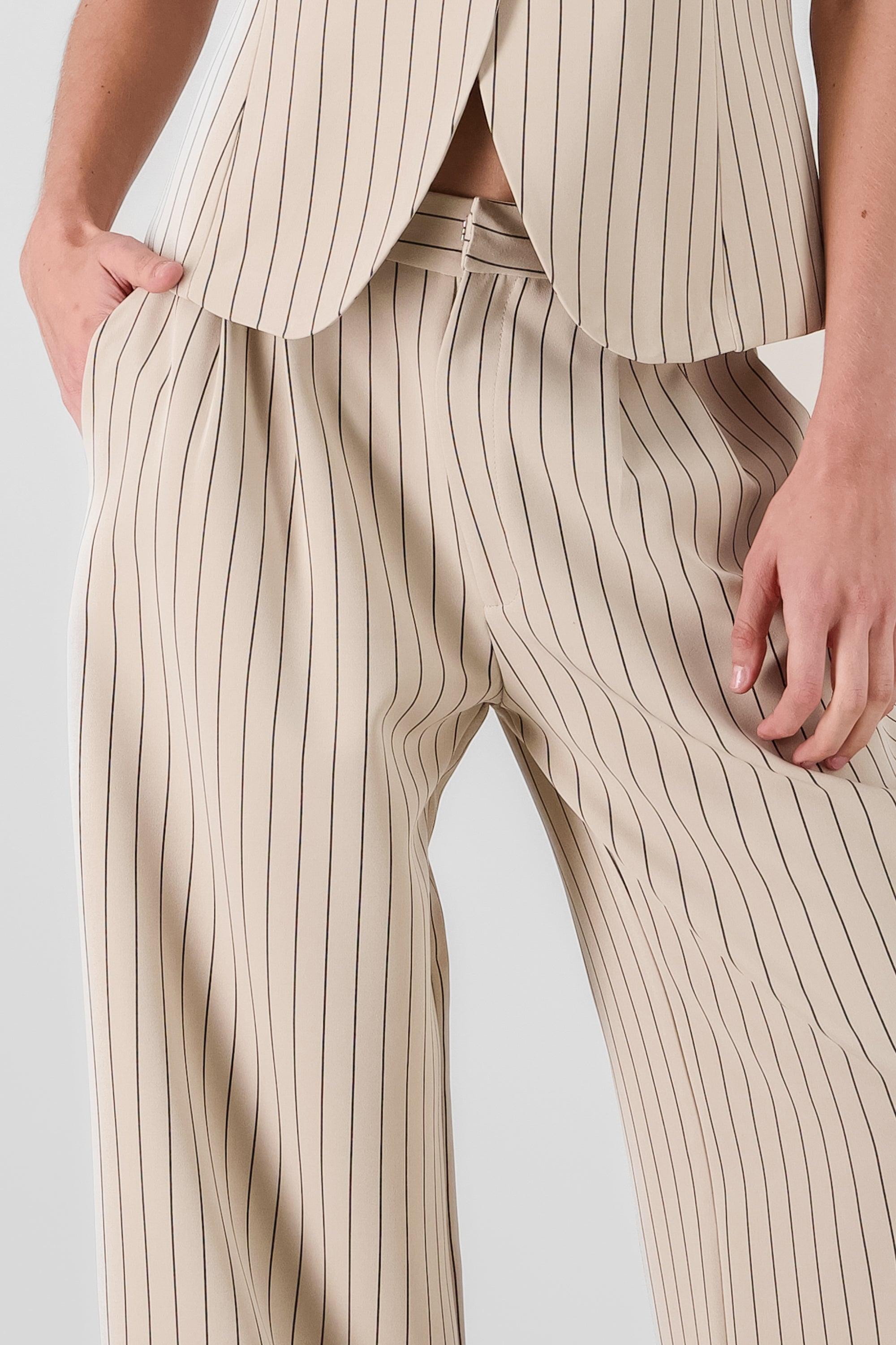 Pantalon sastre rayas con bolsas Hypsters BEIGE