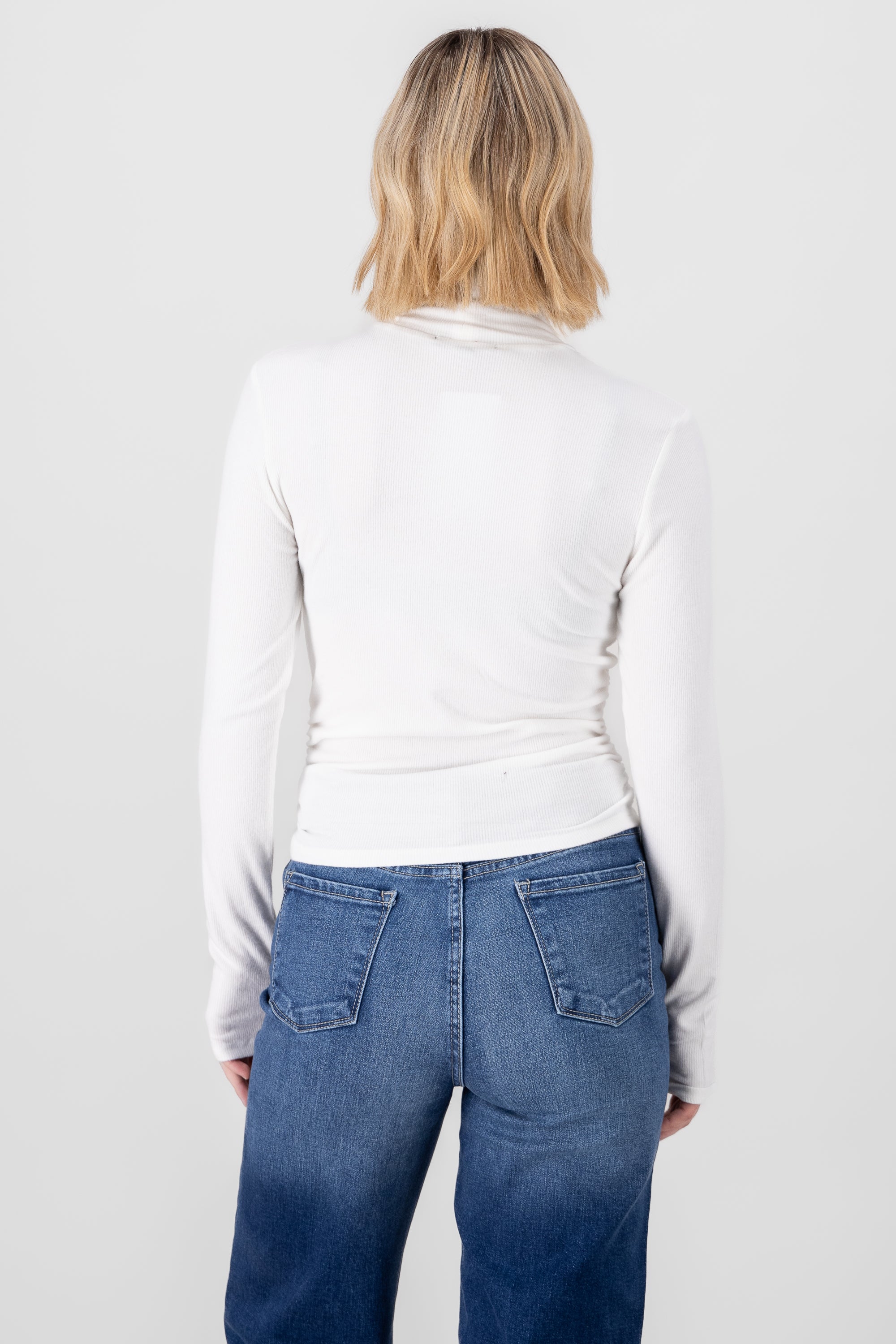 Sueter rib cuello frunces BLANCO