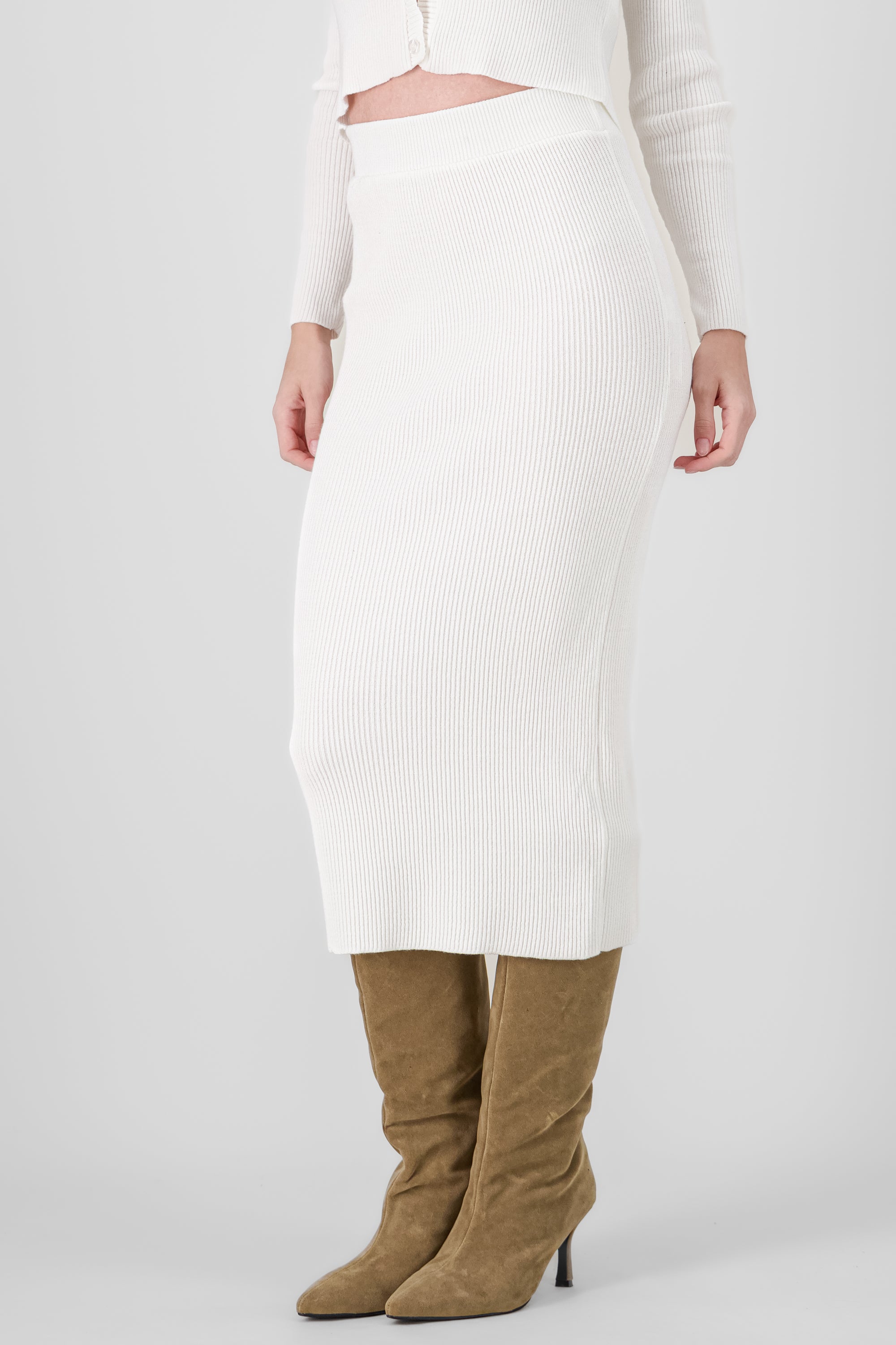 Falda midi tejido grueso rib Hypsters BLANCO