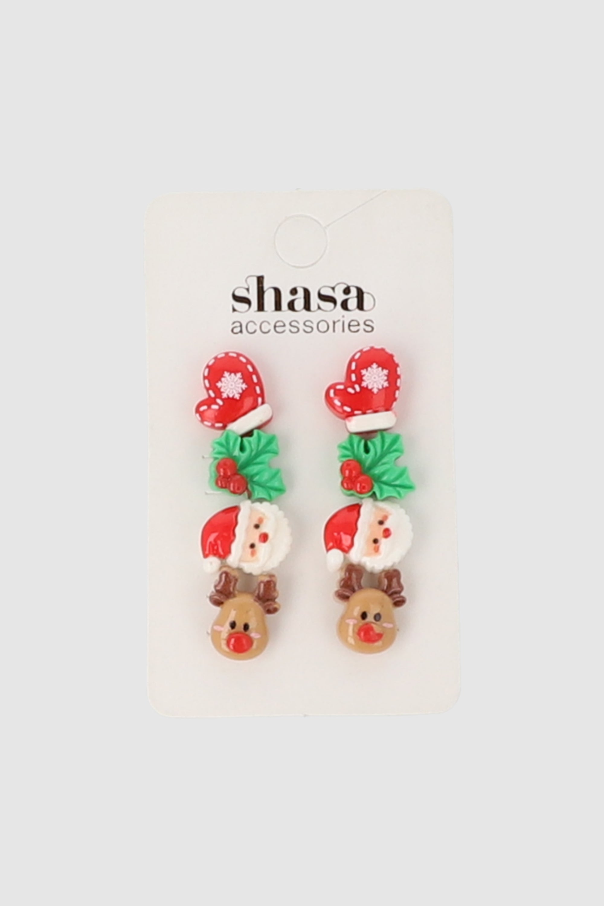 Set 4 pares aretes figura navideña ROJO COMBO