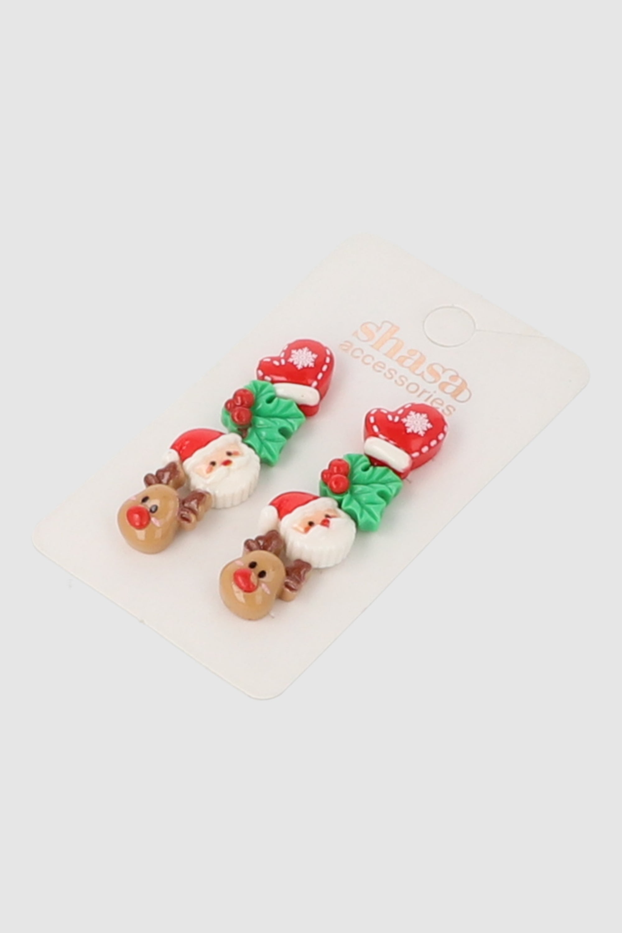 Set 4 pares aretes figura navideña ROJO COMBO