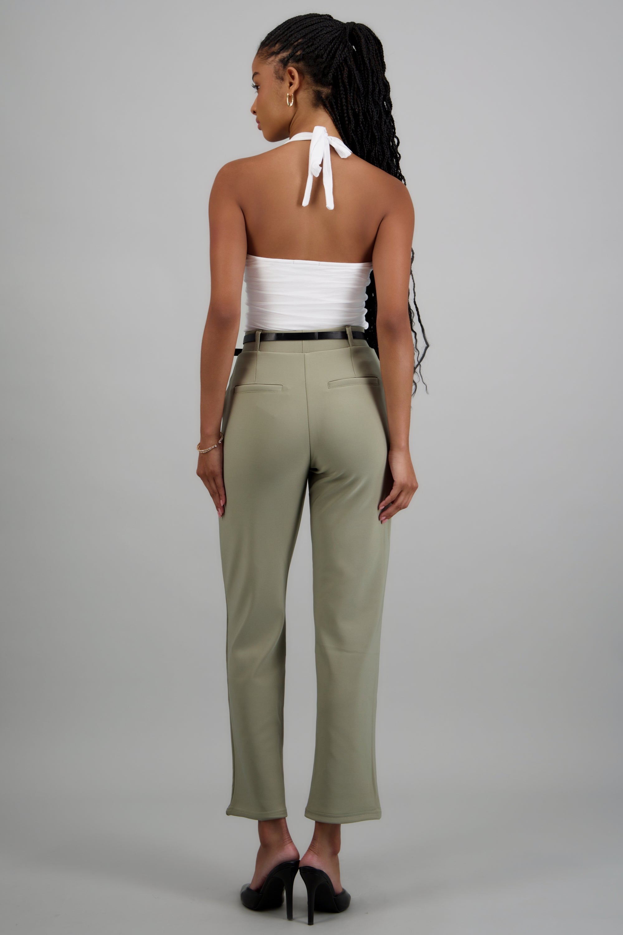 Pantalón Recto Liso Cinturón SAGE