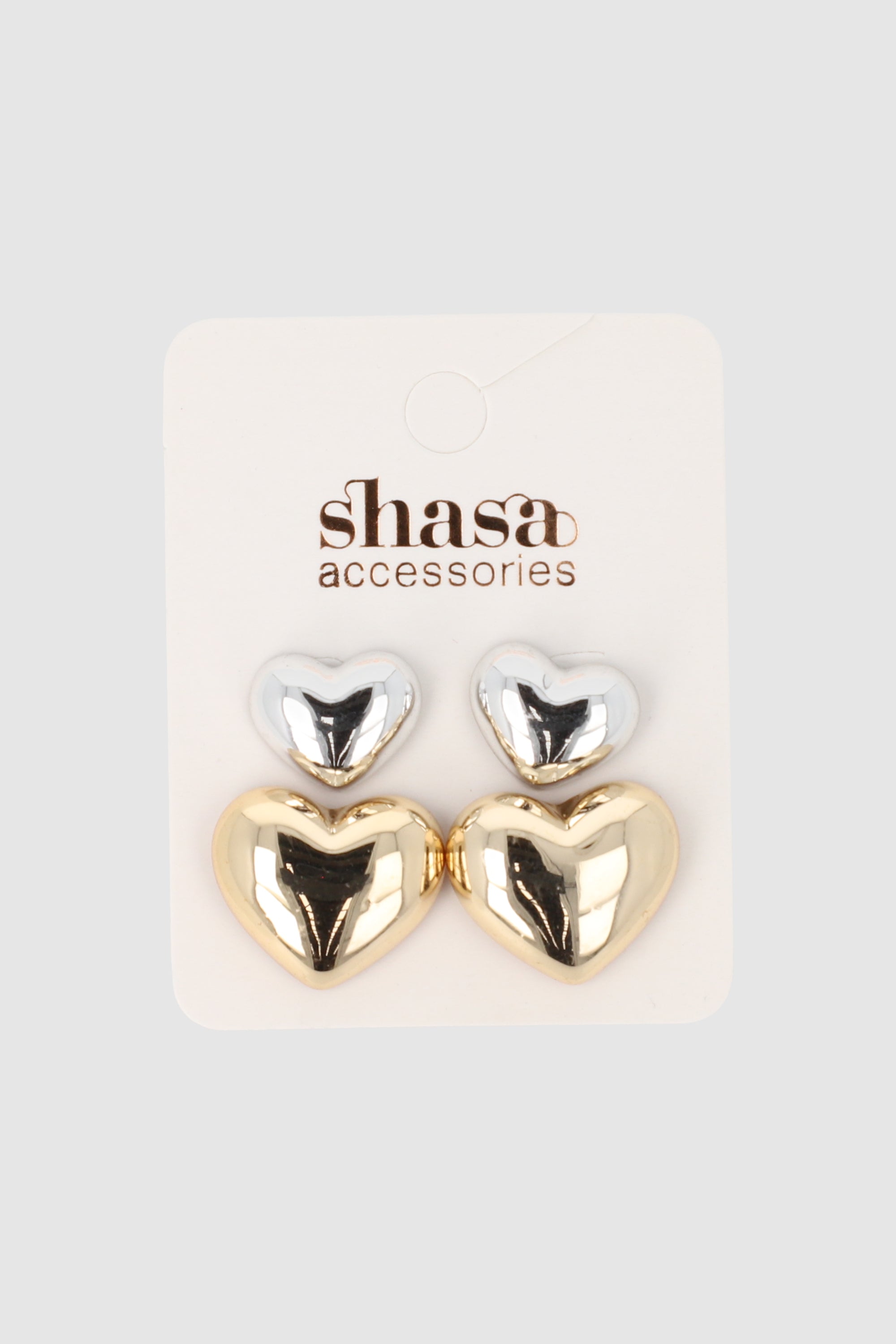 Aretes 2 corazones metal ORO