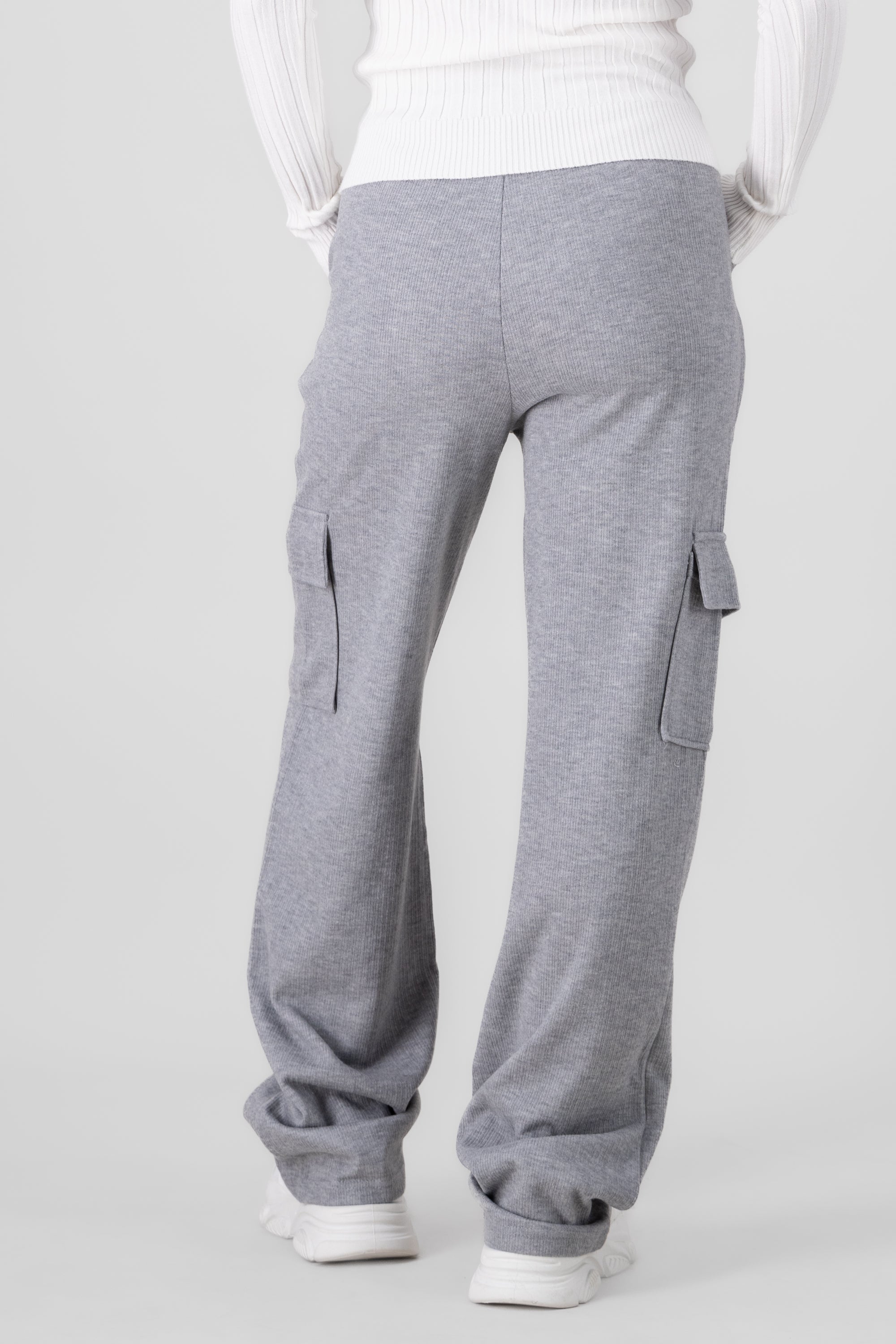 Pants amplios rib cargo GRIS