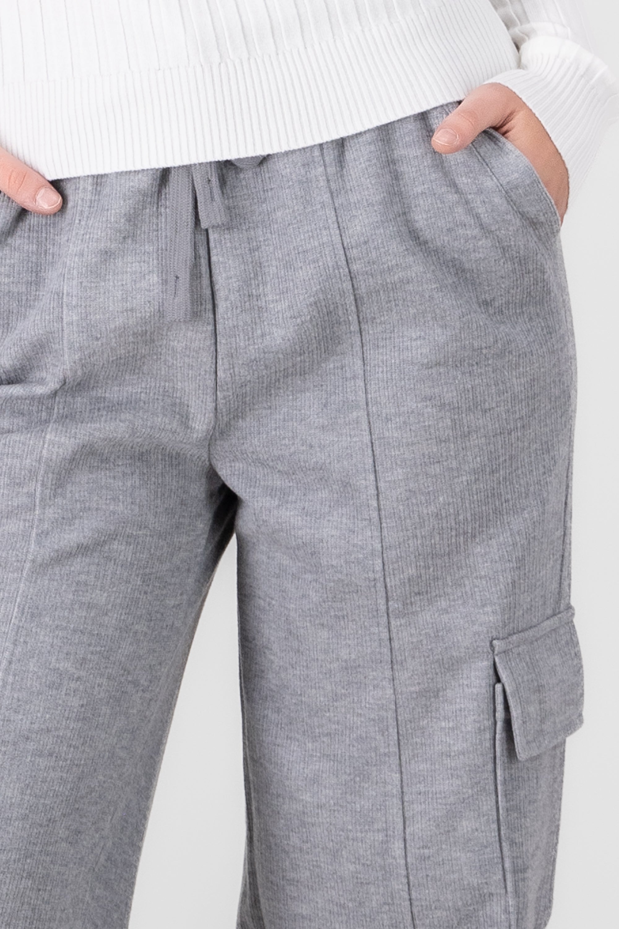 Pants amplios rib cargo GRIS