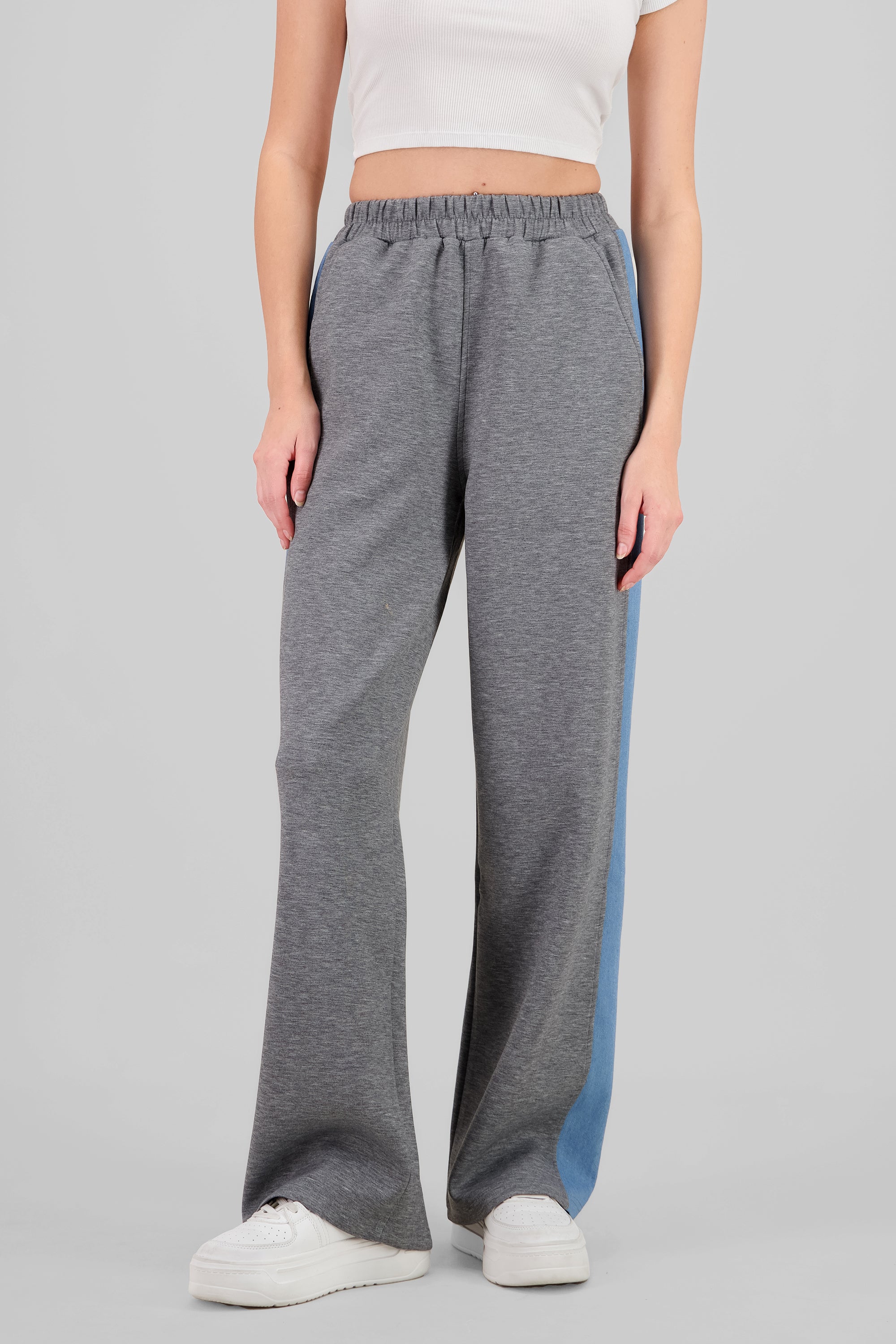 Pantalón patchwork denim GRIS COMBO