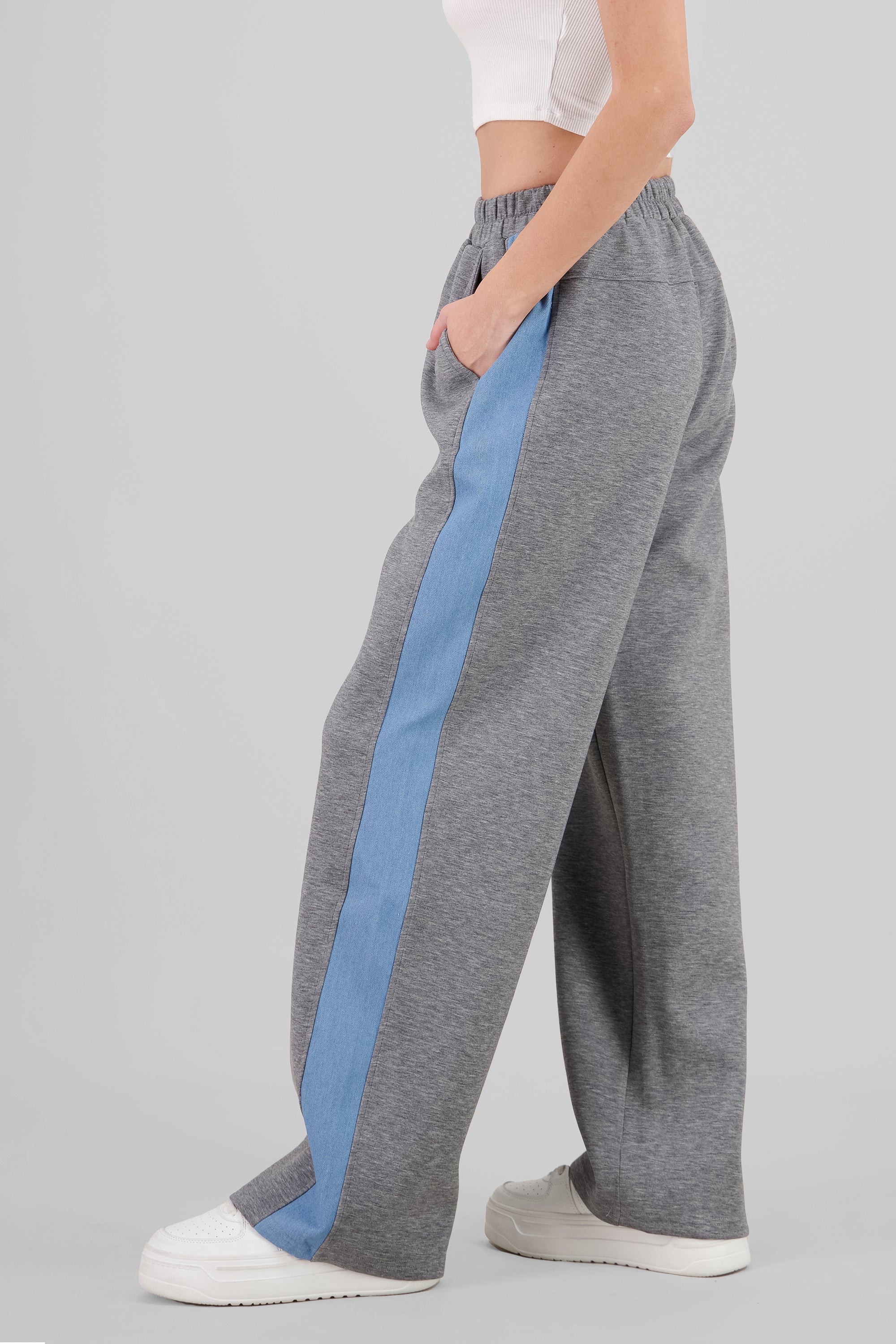 Pantalón patchwork denim GRIS COMBO