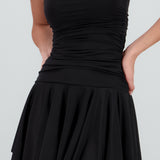 Vestido fruncido asimetrico