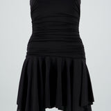 Vestido fruncido asimetrico