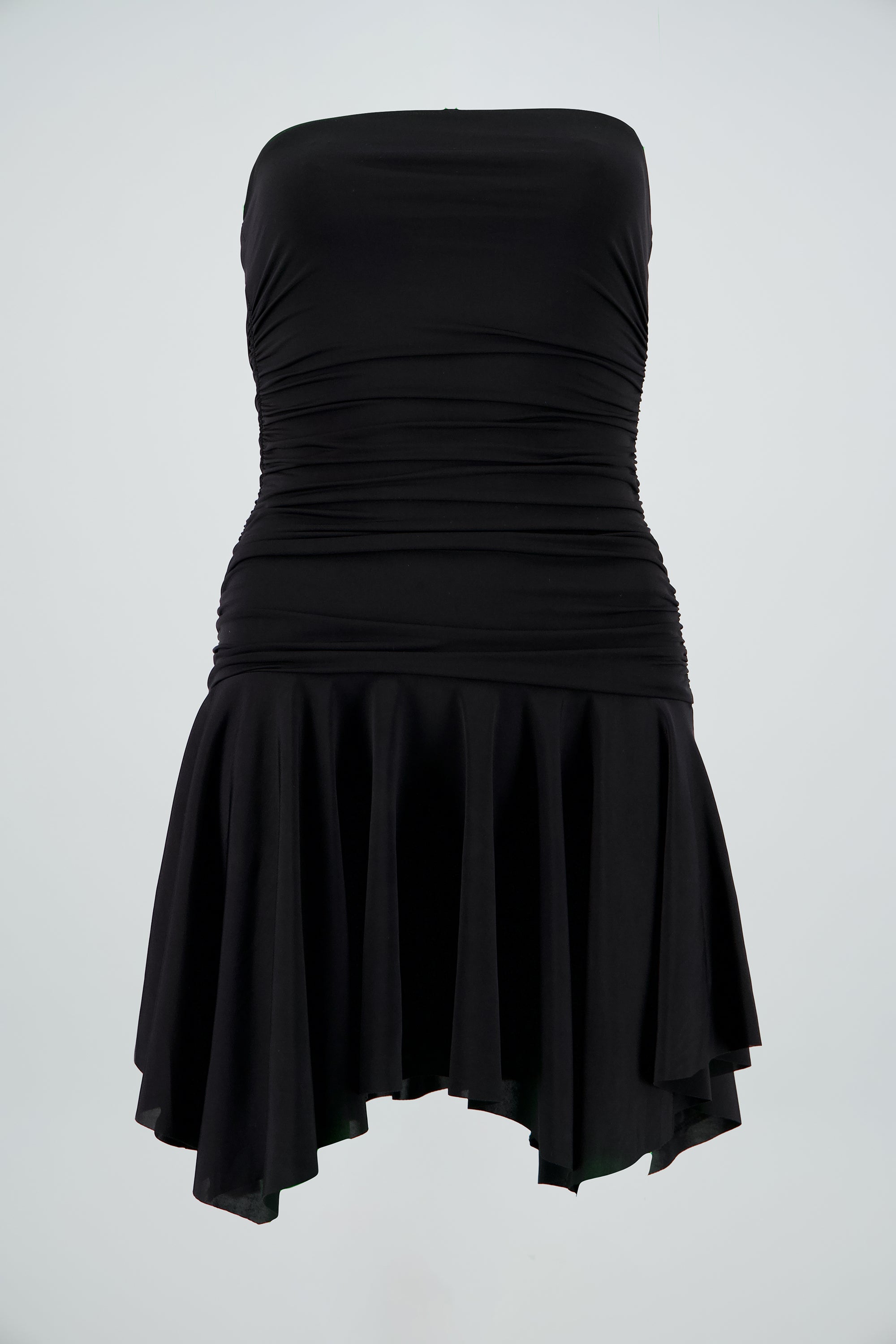 Vestido fruncido asimetrico NEGRO