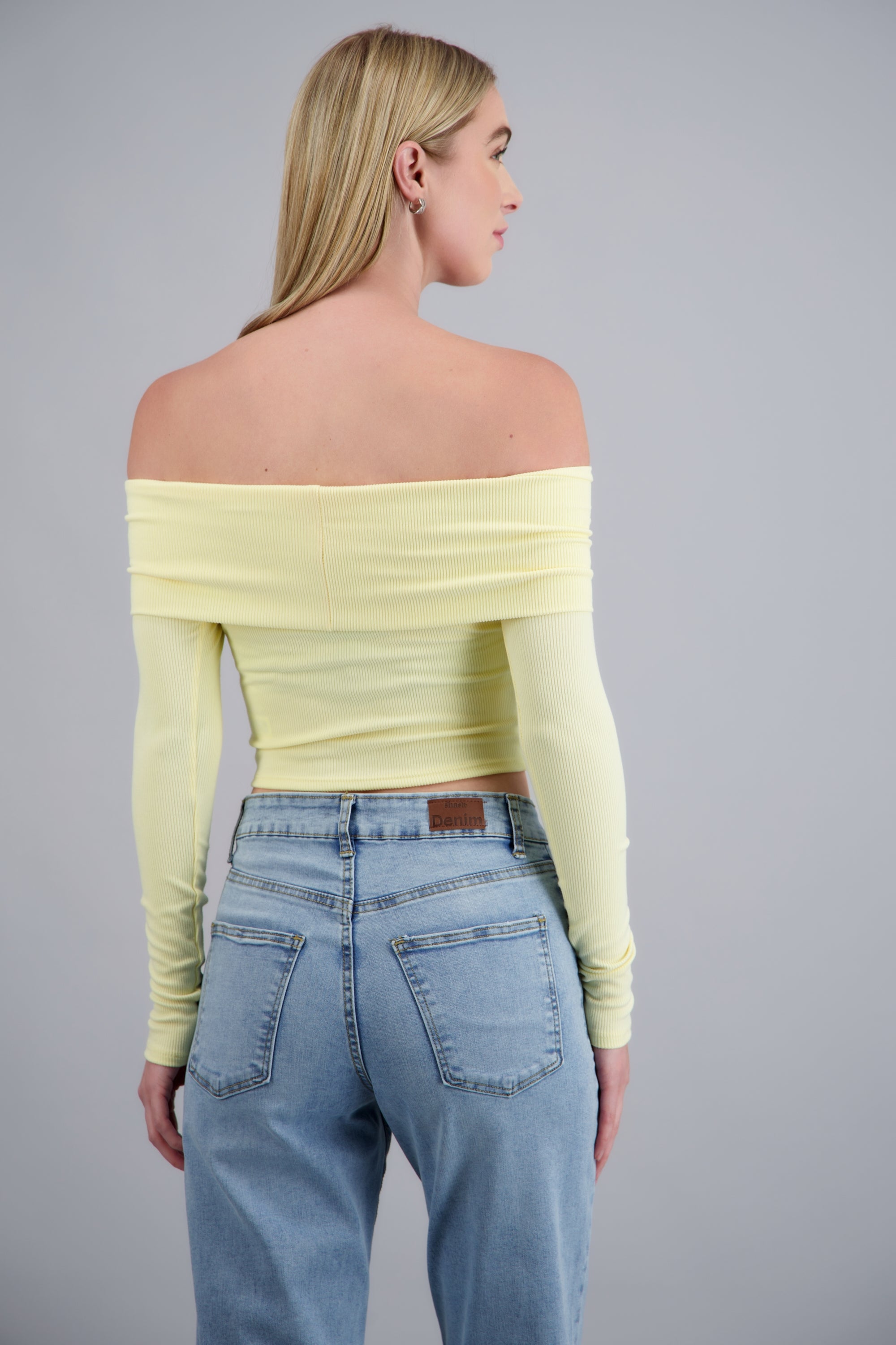 TOP OFF SHOULDER M/L RIB AMARILLO