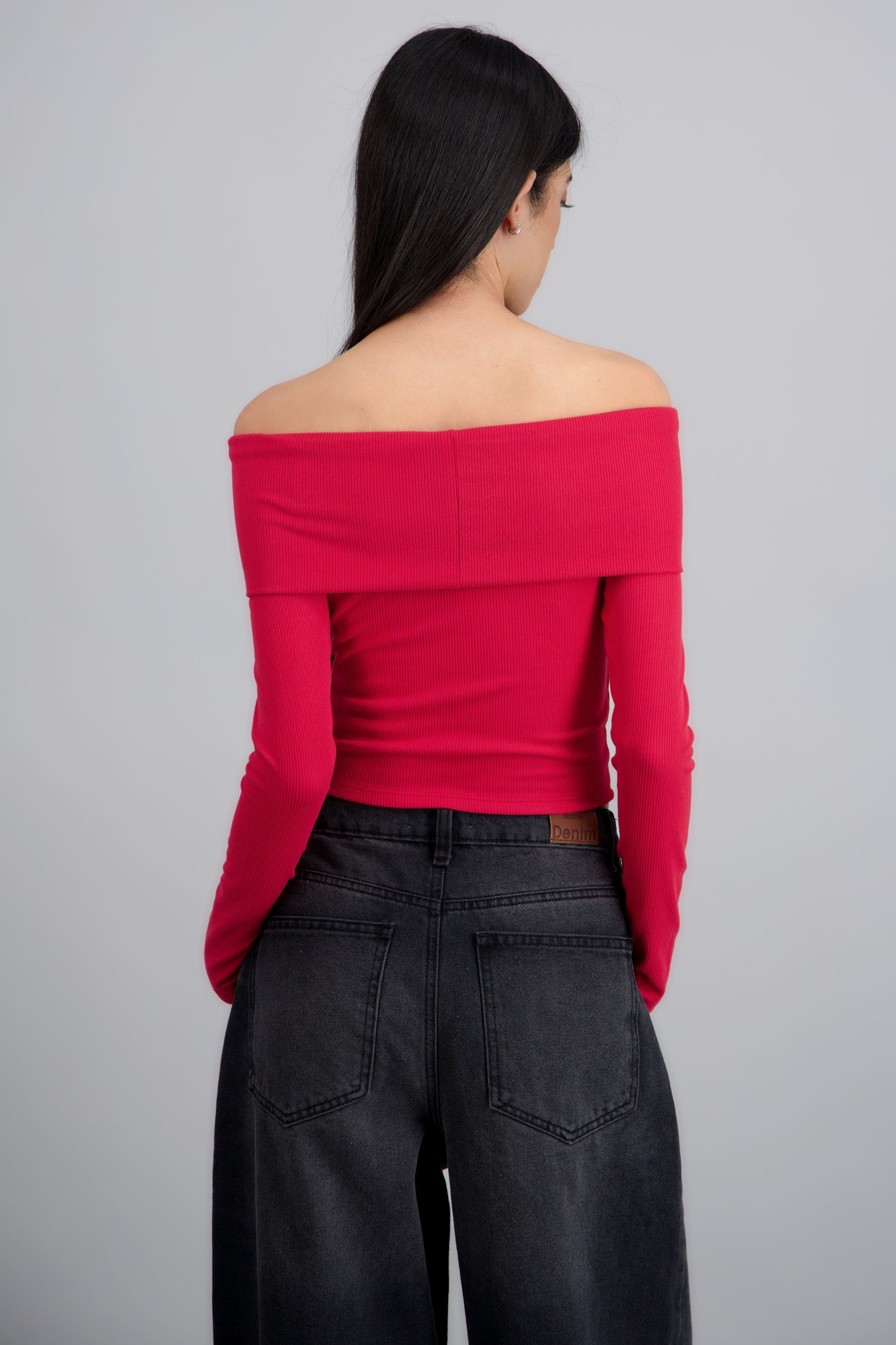 TOP OFF SHOULDER M/L RIB ROJO TOMATE