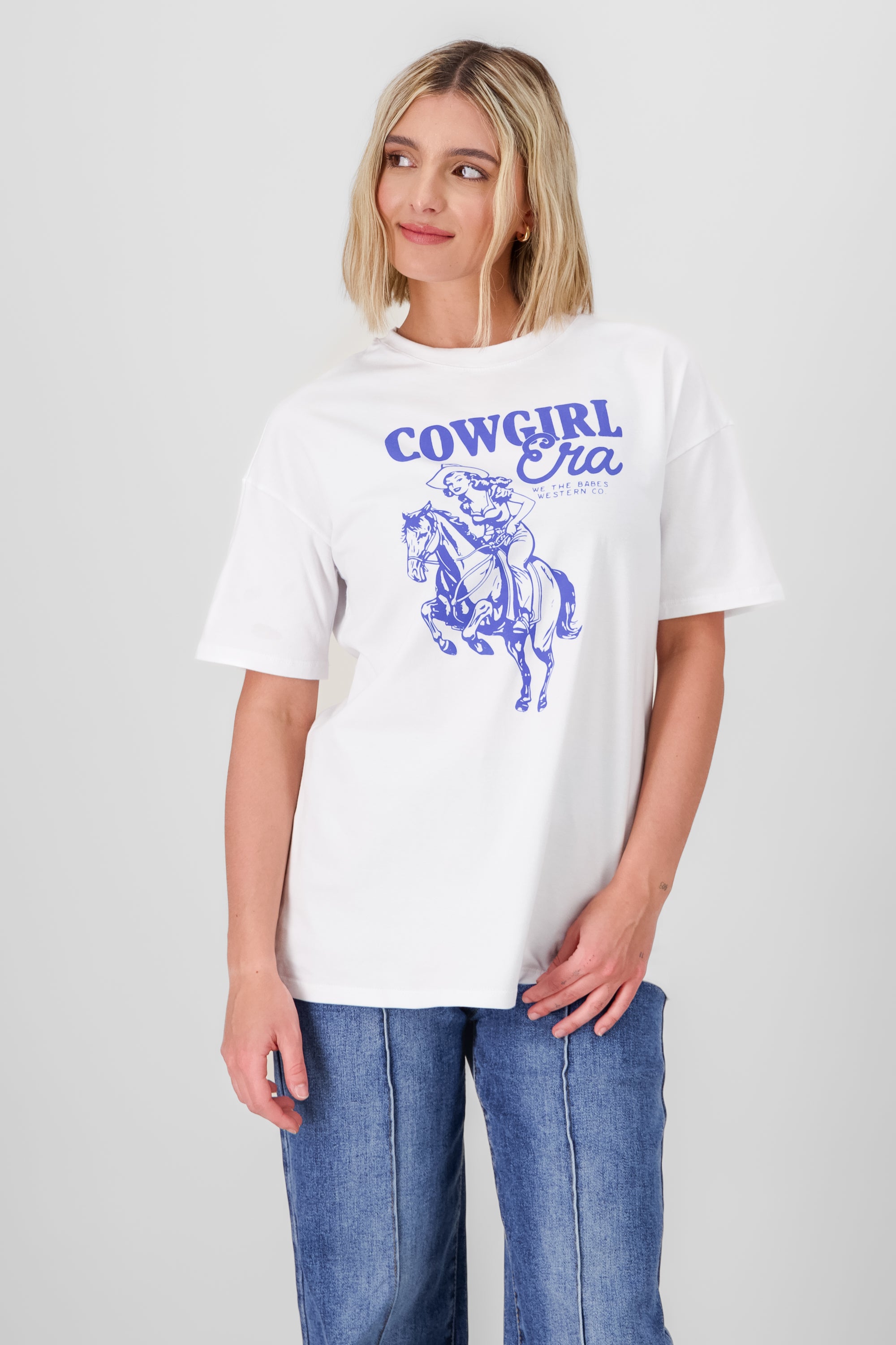 Playera estampado cowgirl oversized BLANCO COMBO