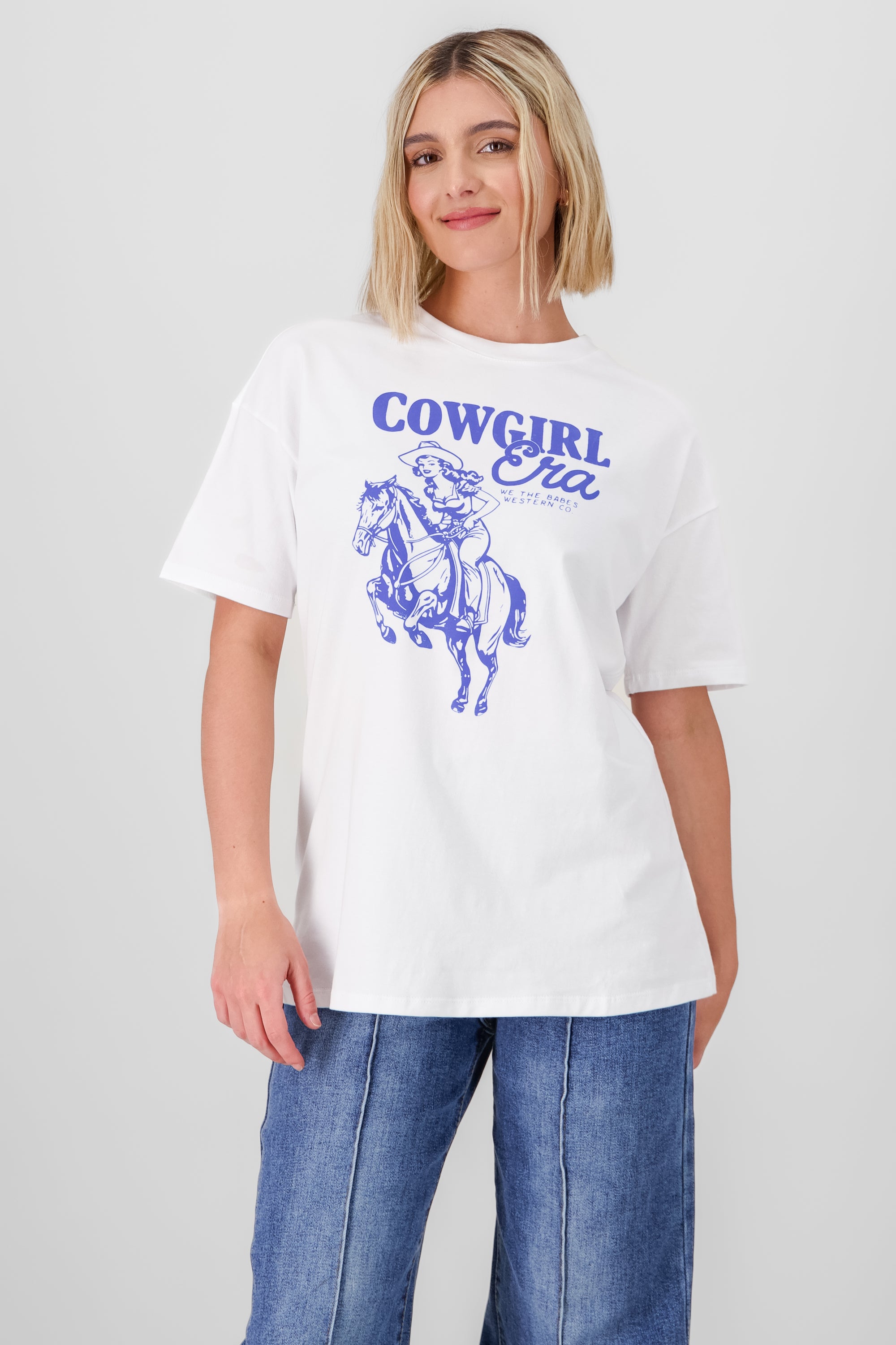 Playera estampado cowgirl oversized BLANCO COMBO