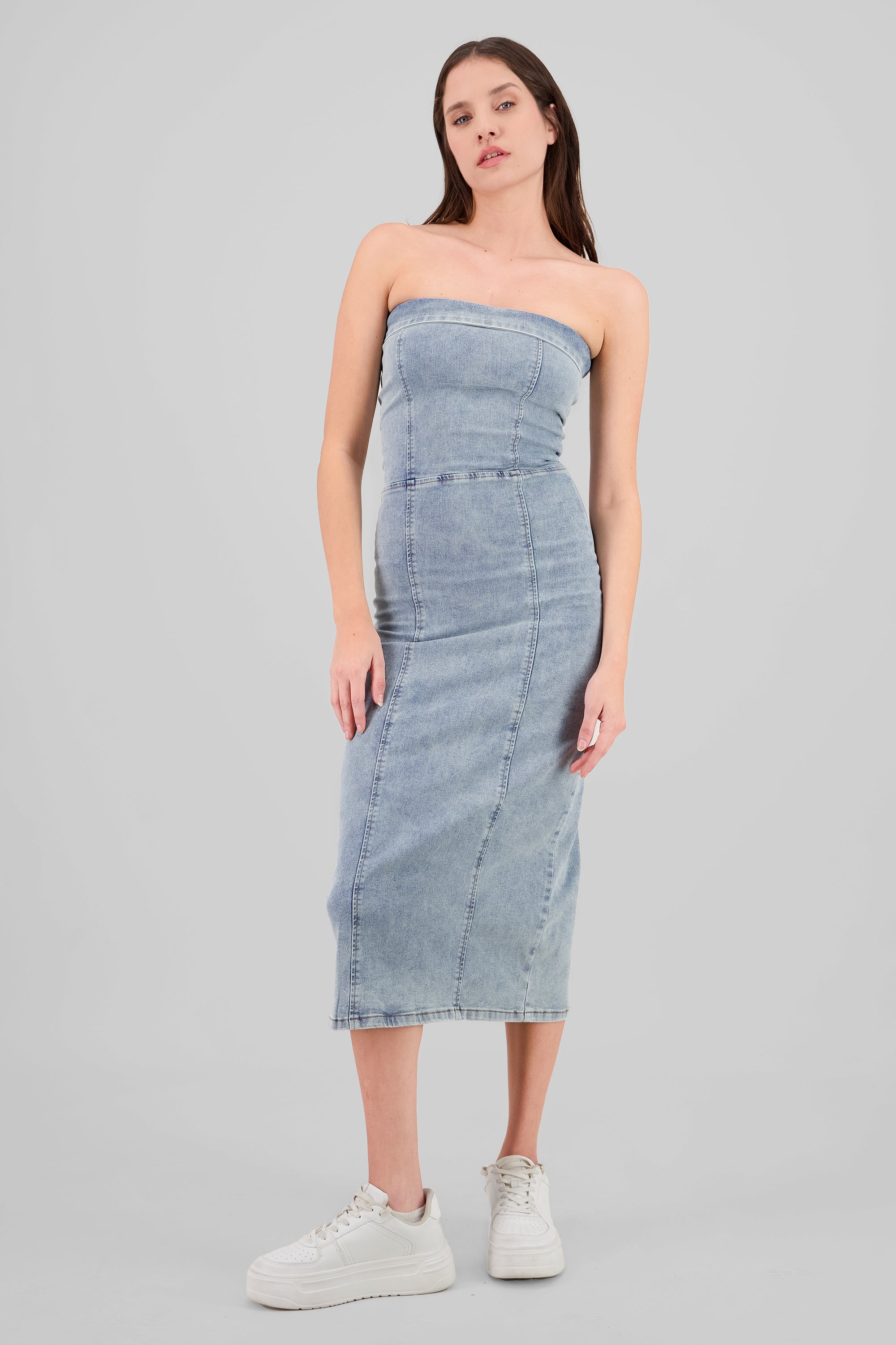 Vestido midi con cortes LIGHT WASH