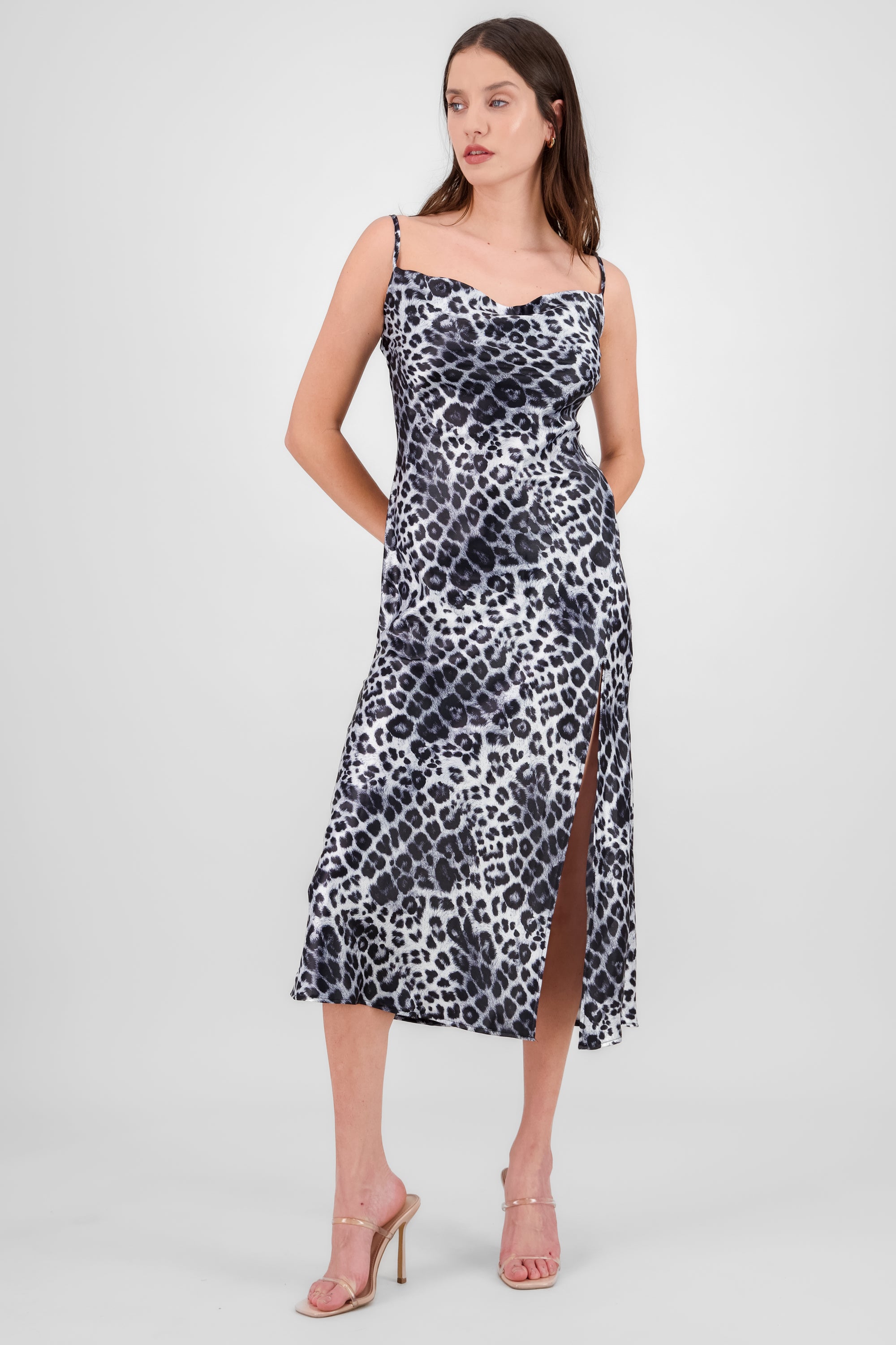 Vestido satin leopardo Hypsters NEGRO COMBO