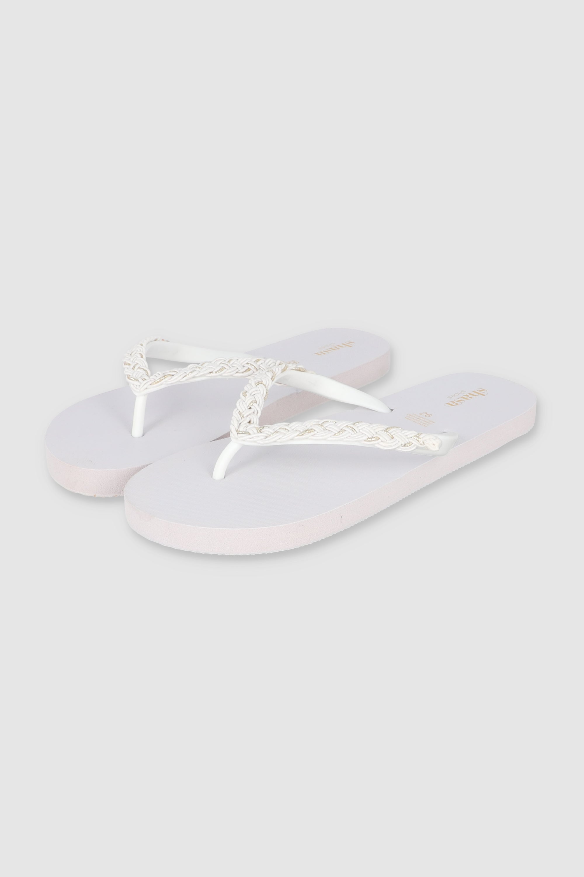 FLIP FLOP CHINELA BRILLOS TEJIDO BLANCO