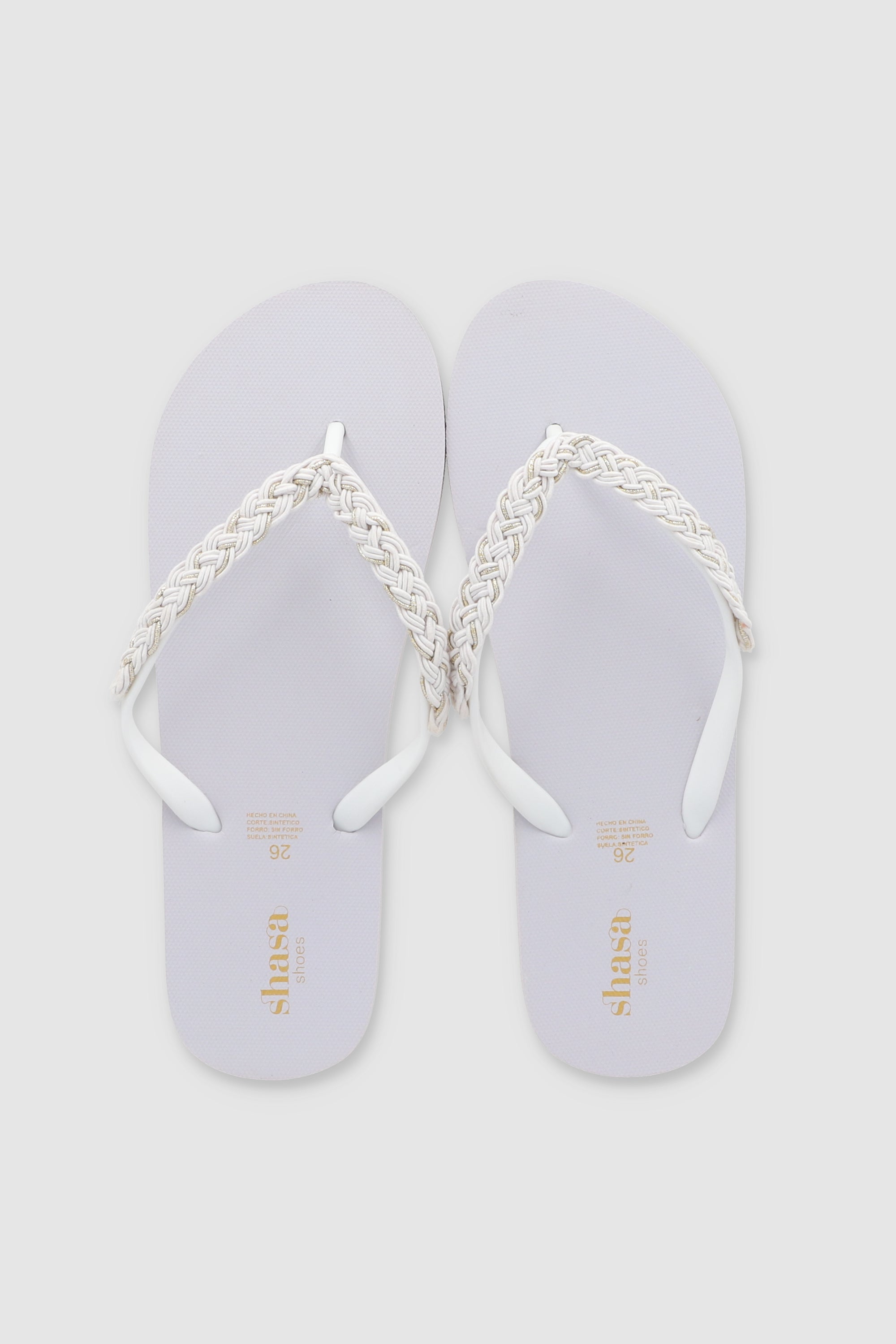 FLIP FLOP CHINELA BRILLOS TEJIDO BLANCO