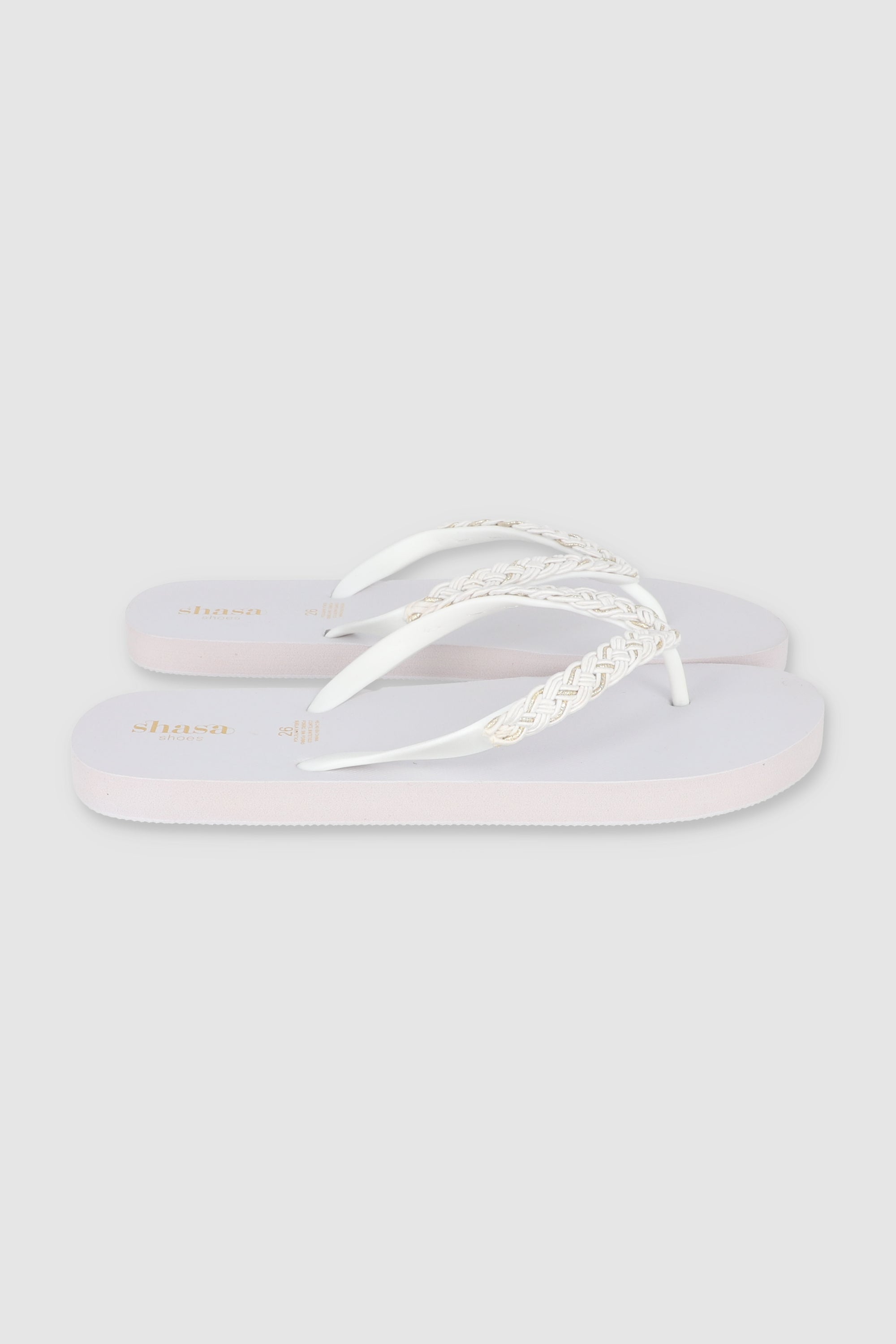 FLIP FLOP CHINELA BRILLOS TEJIDO BLANCO