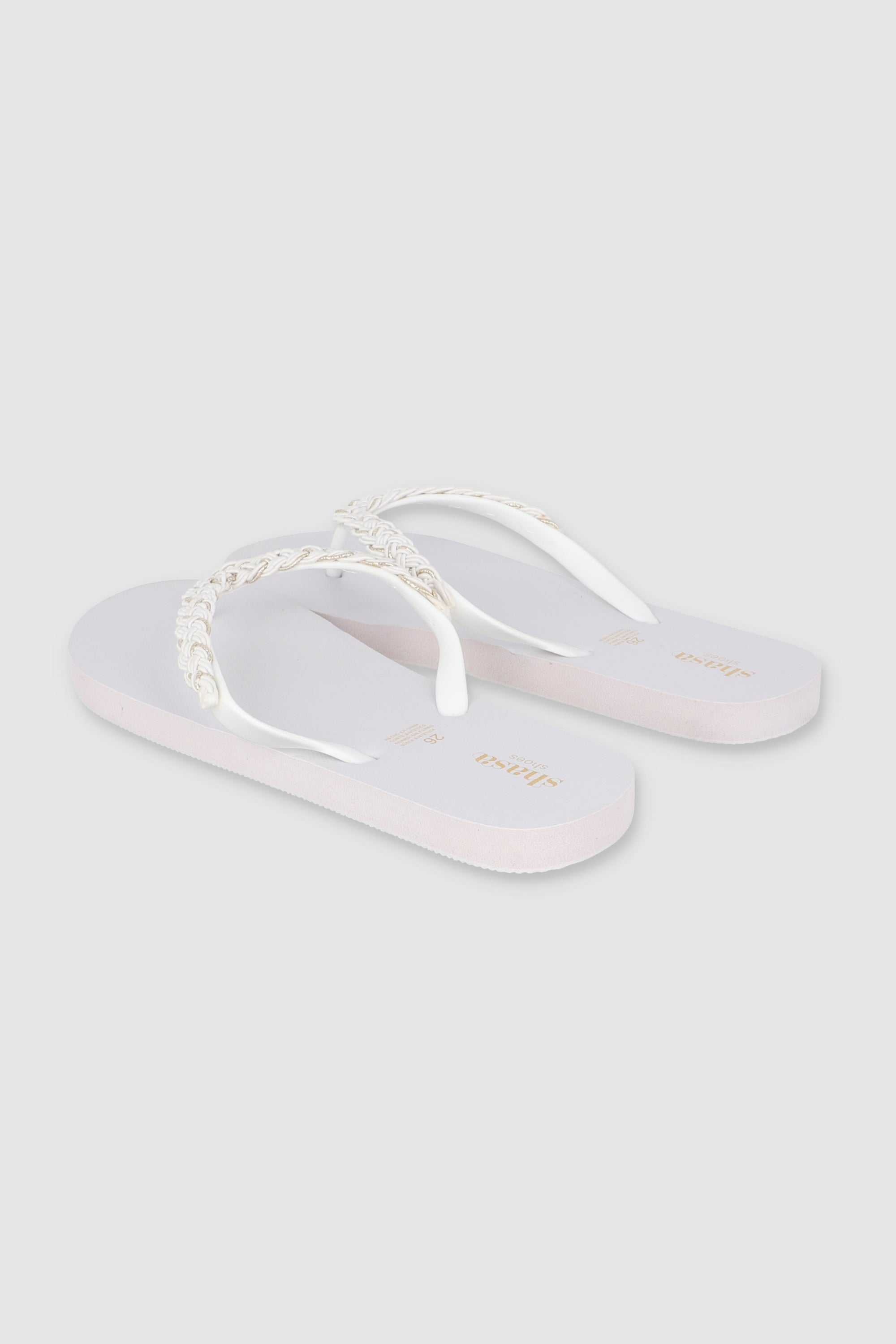 FLIP FLOP CHINELA BRILLOS TEJIDO BLANCO