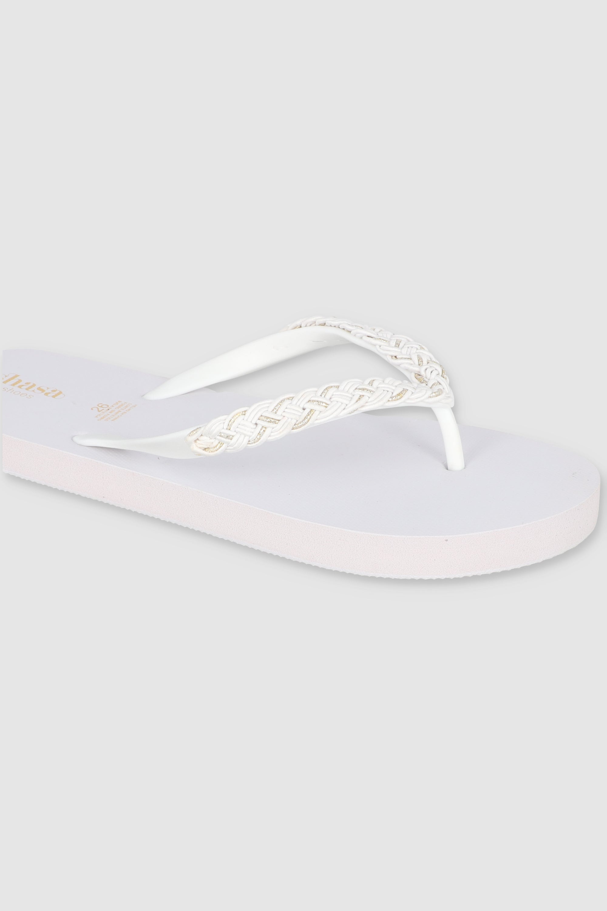 FLIP FLOP CHINELA BRILLOS TEJIDO BLANCO