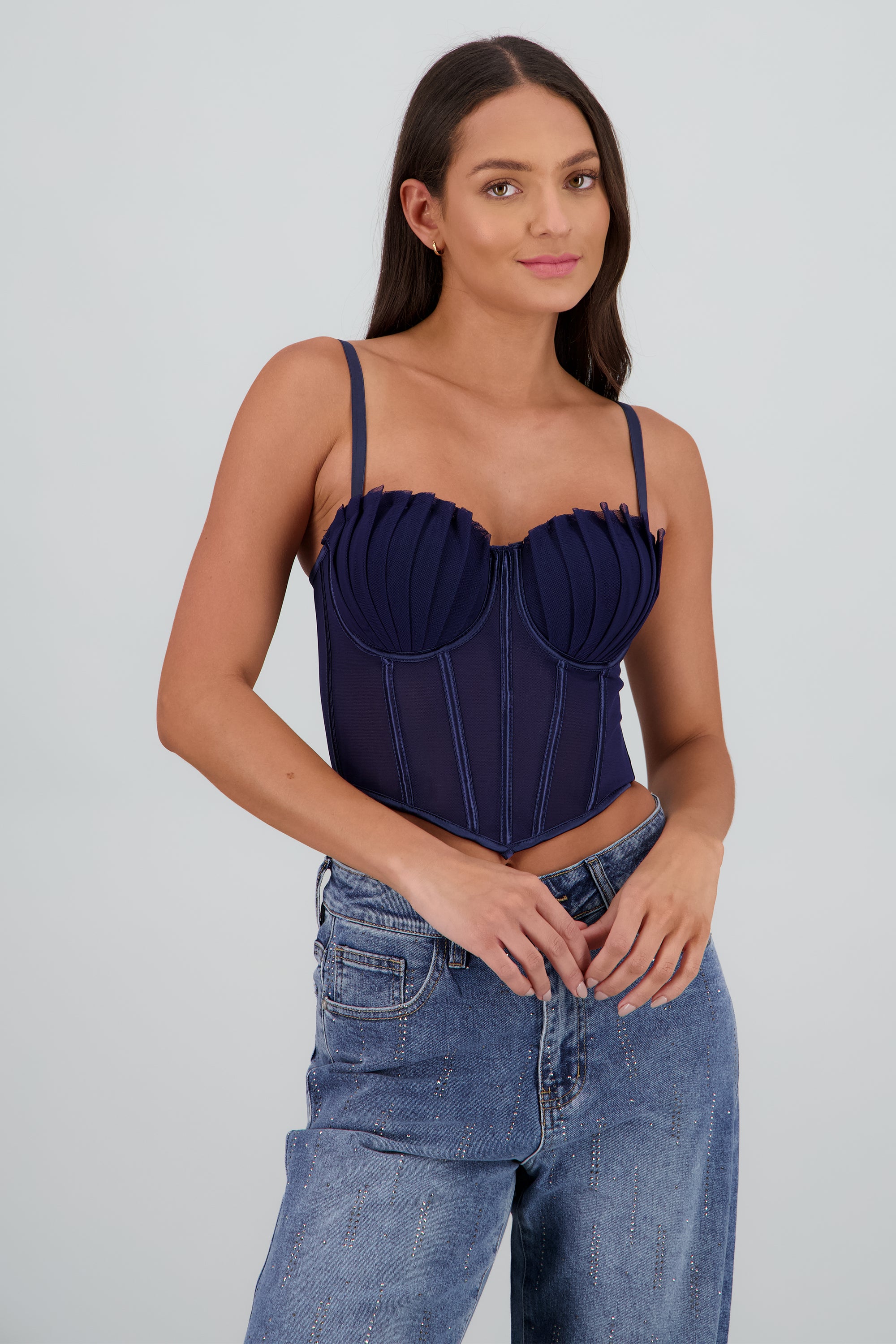 Corset varillas det plisado copas MARINO