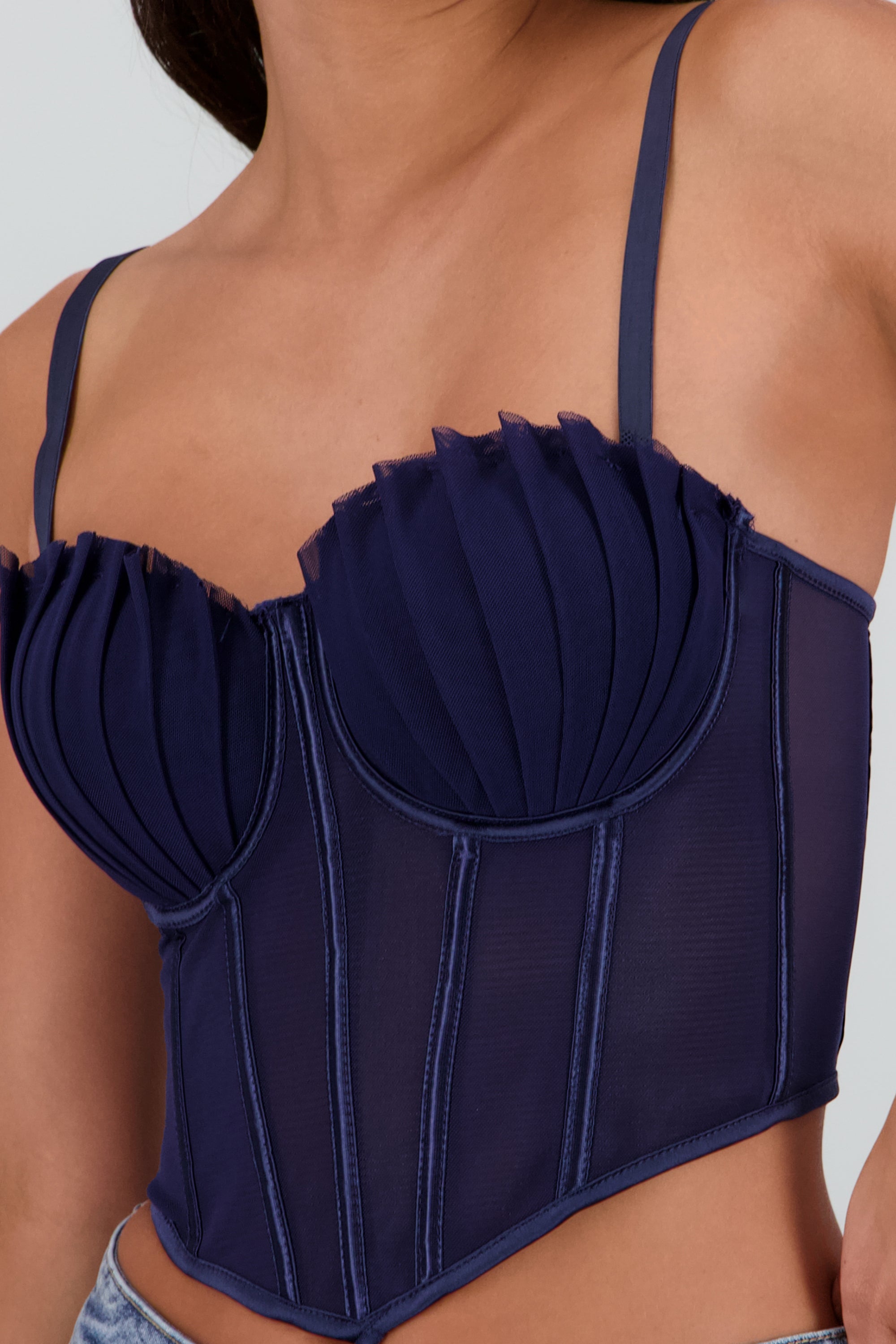 Corset varillas det plisado copas MARINO