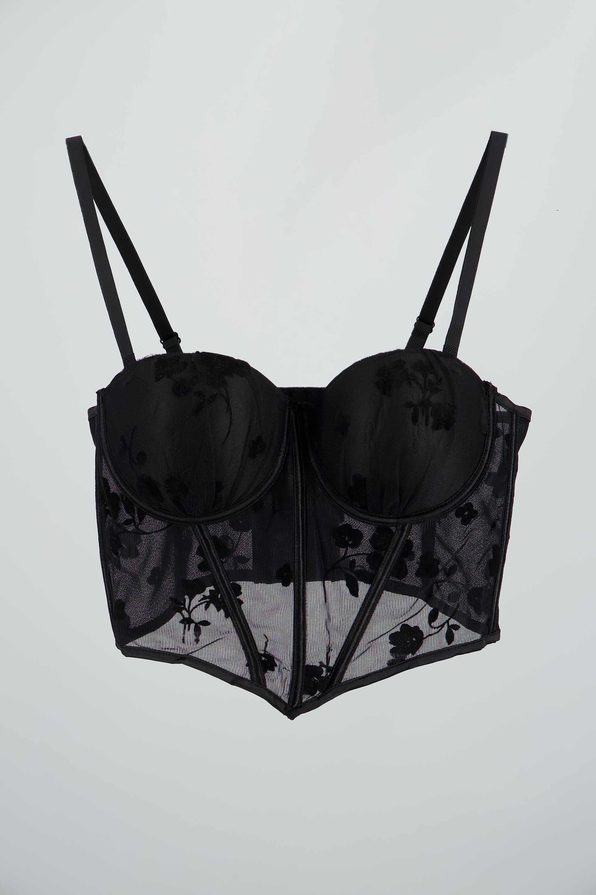 Corset mesh flock detalle plisado copas
