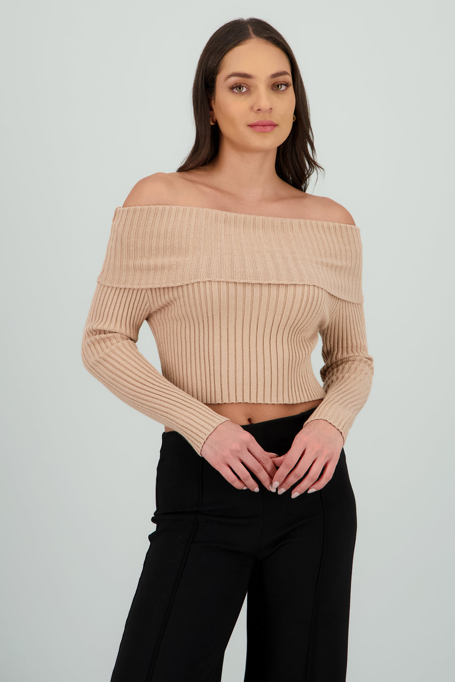 Sueter tejido off shoulder