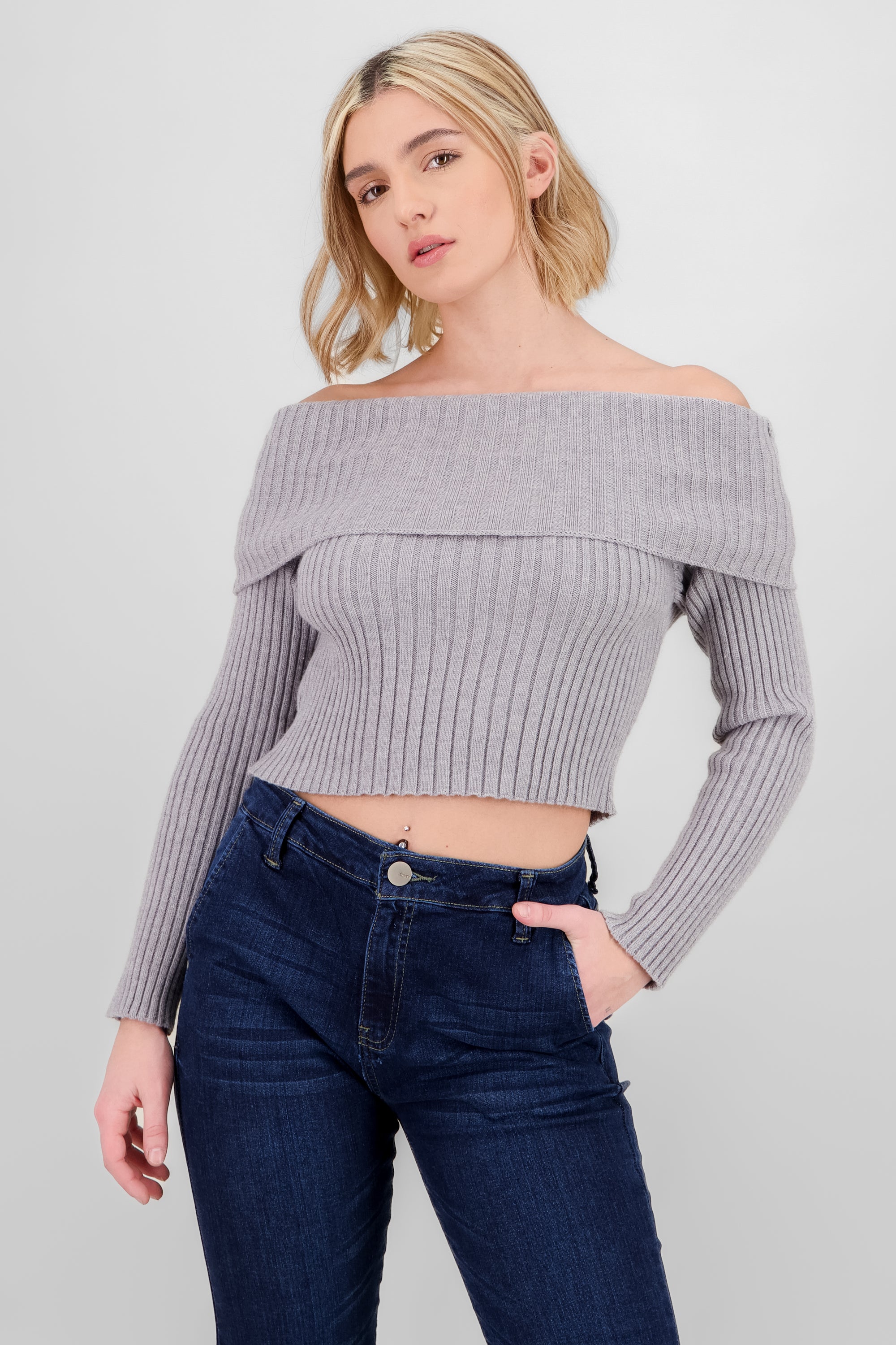 Sueter tejido off shoulder