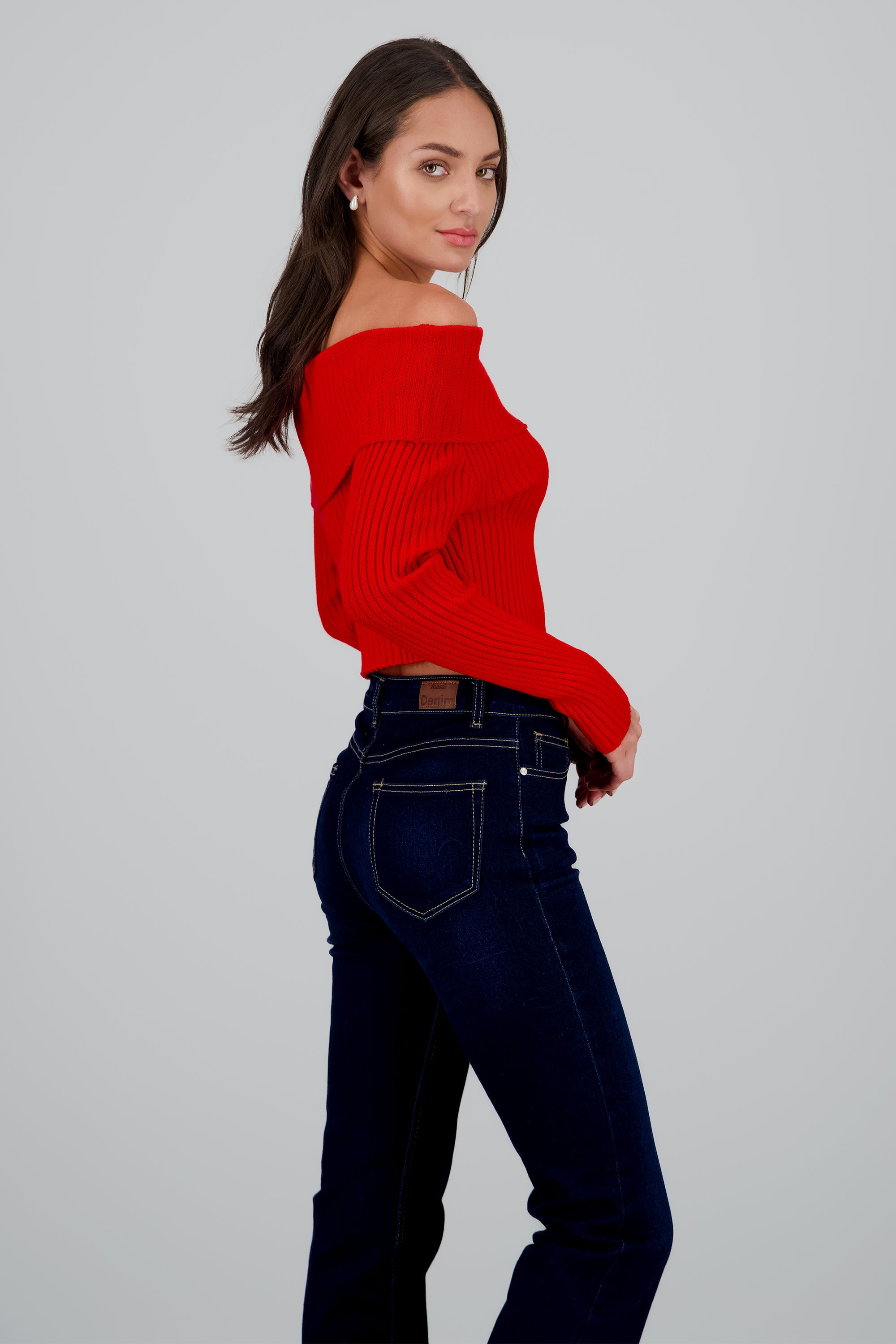 Sueter tejido off shoulder ROJO