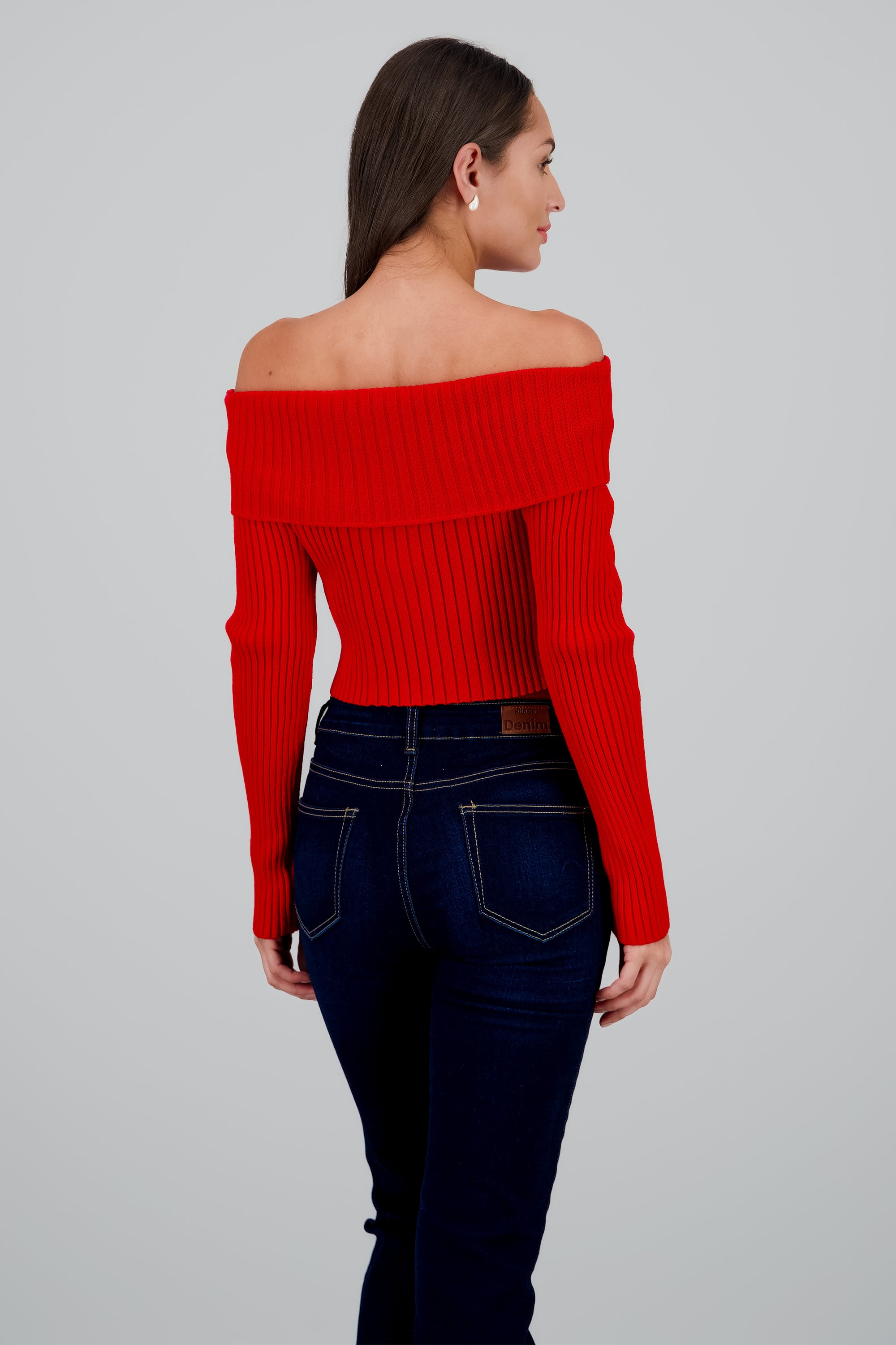 Sueter tejido off shoulder ROJO