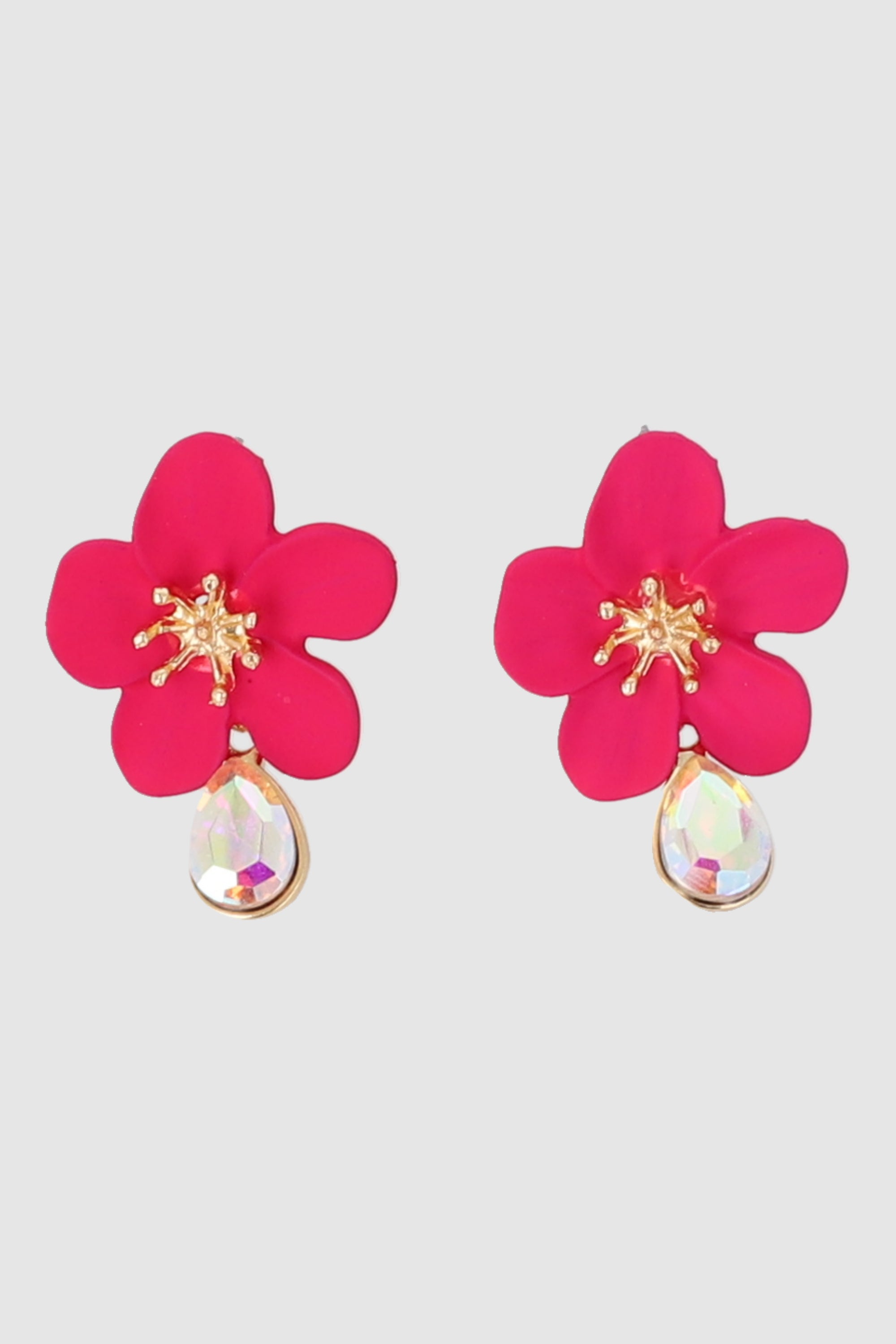 ARETES FLOR COLOR GOTA FIUSHA