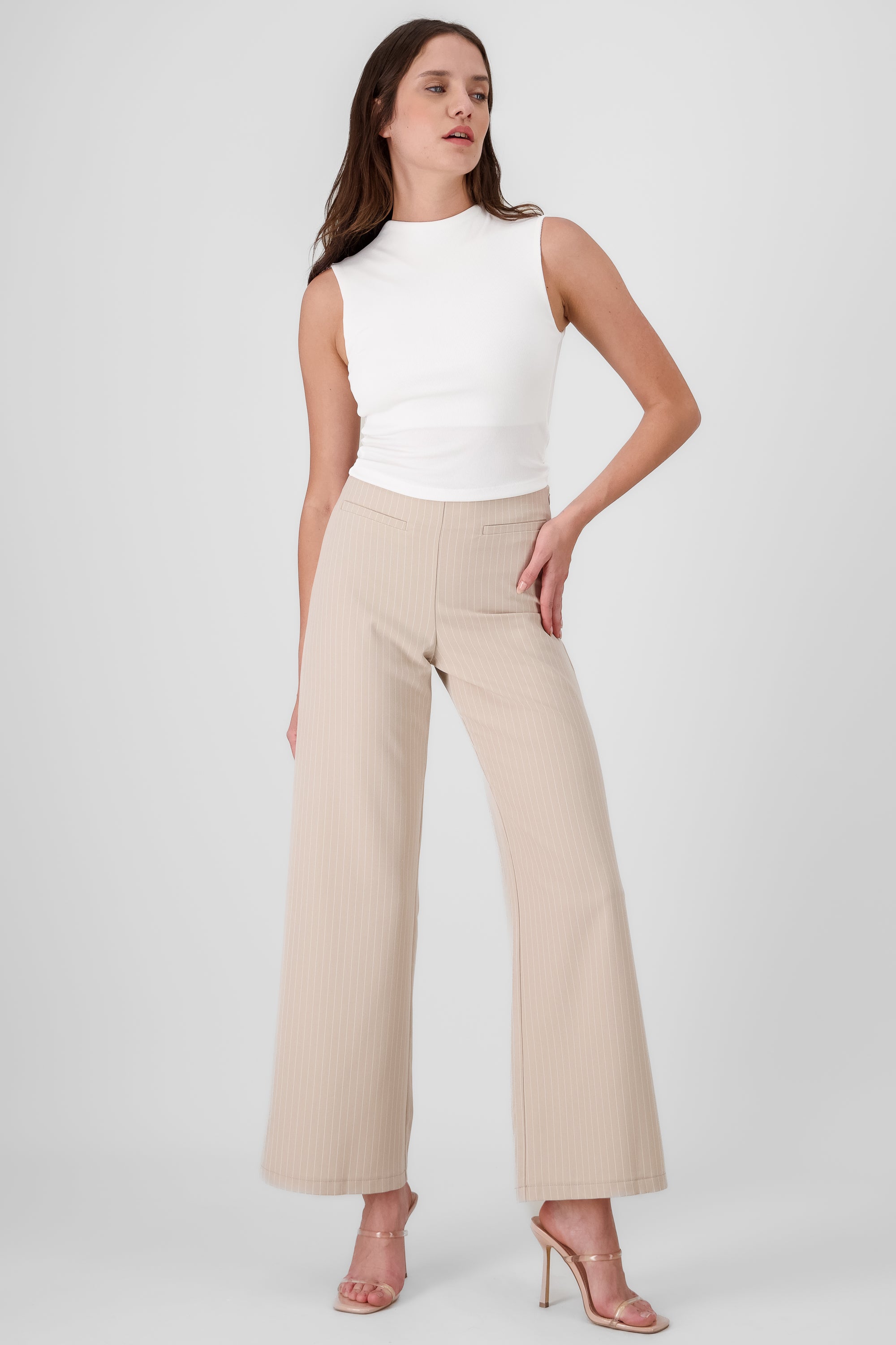 Pantalon recto rayas vivos hypsters BEIGE