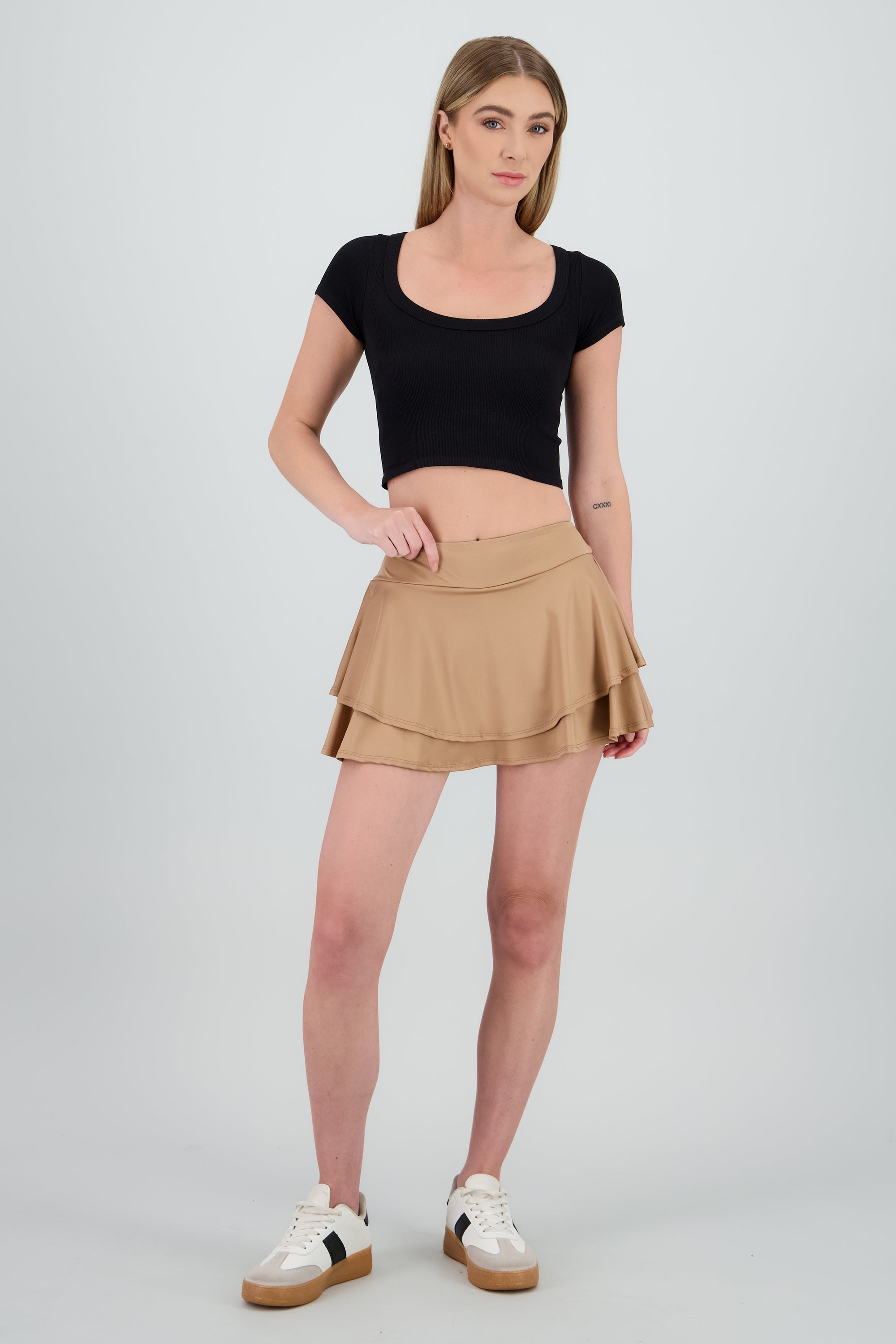 Falda mini olanes BEIGE