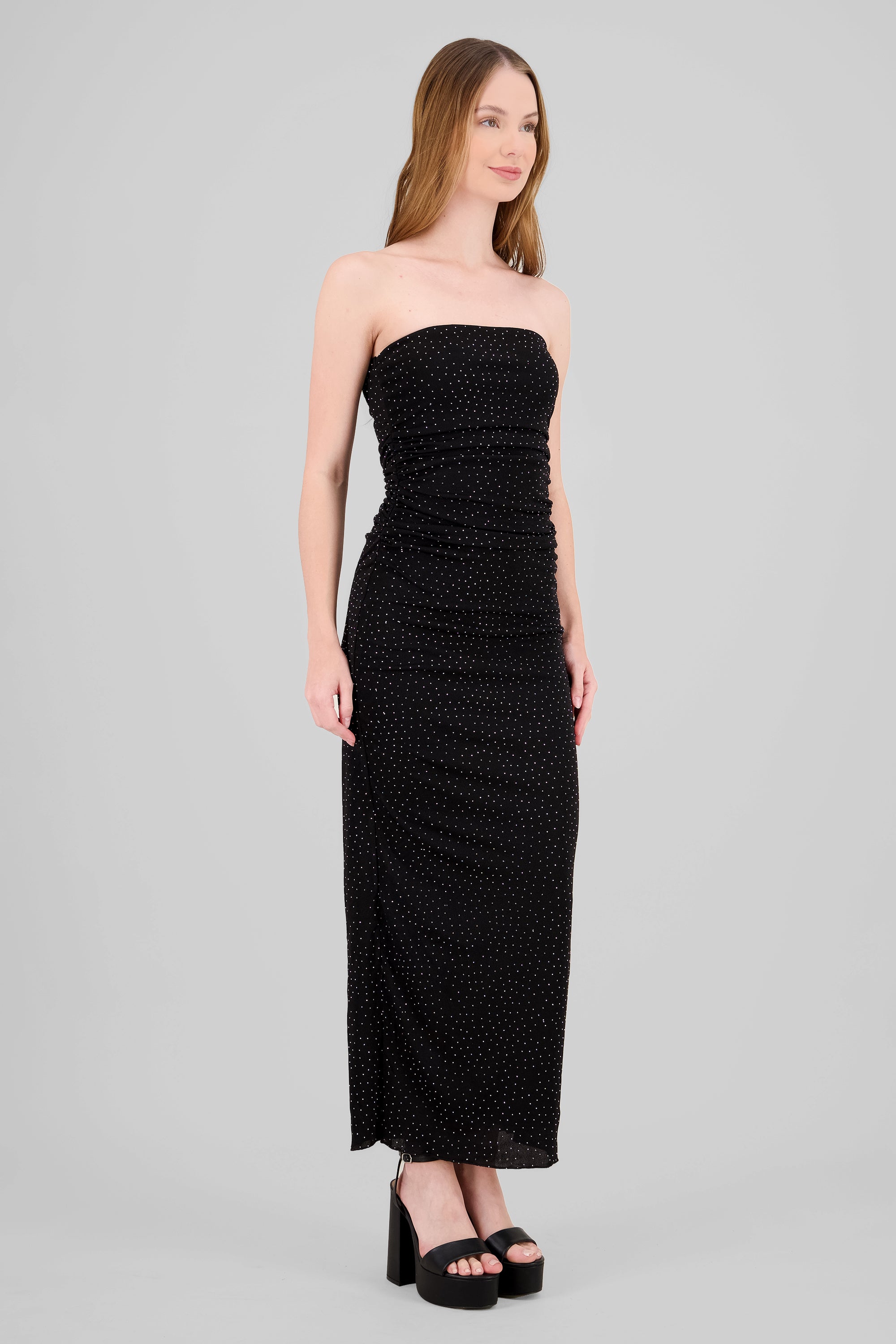 Vestido strapless brillo NEGRO