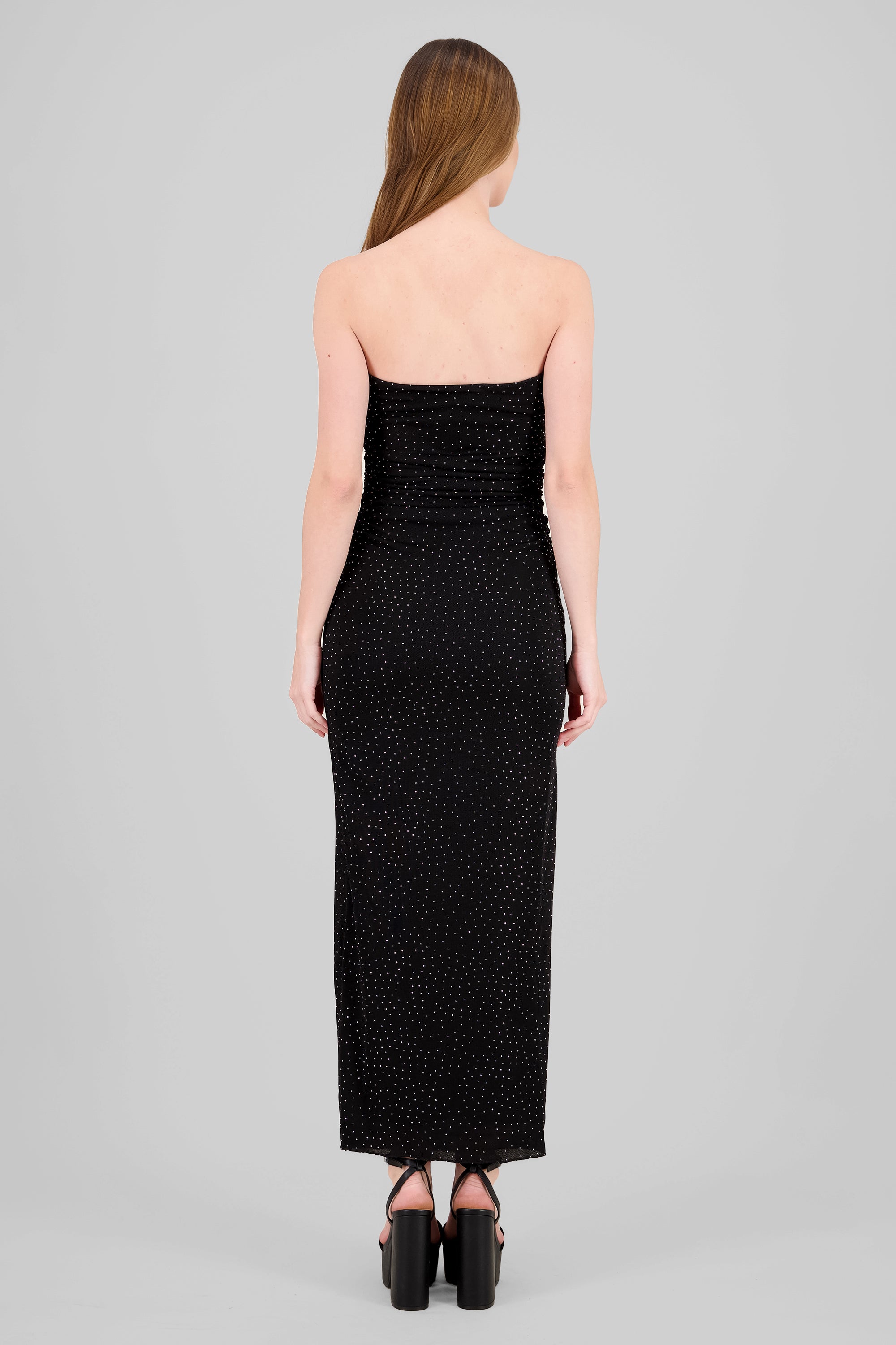 Vestido strapless brillo NEGRO