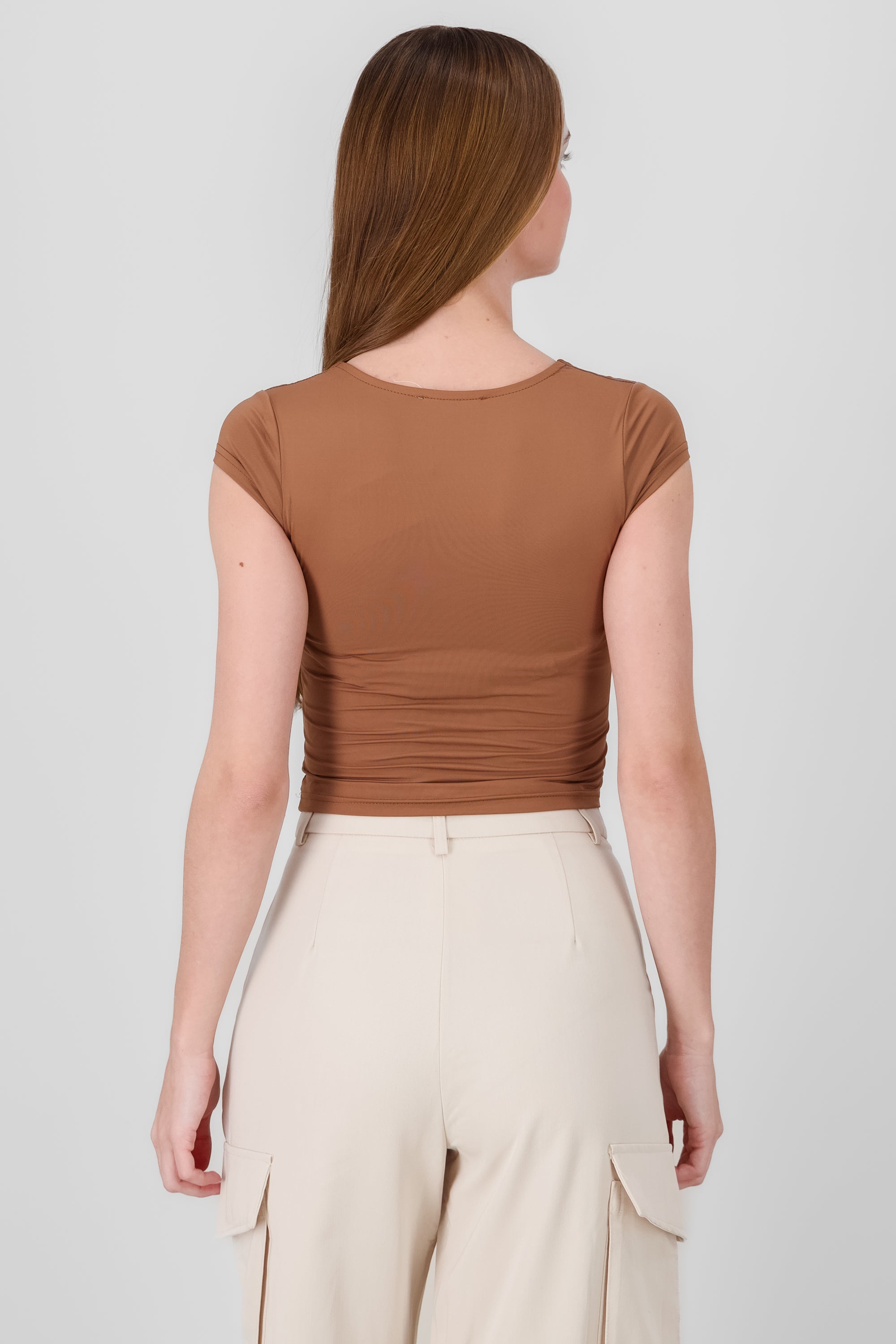 Top escote cuadrado seamless CAMELLO