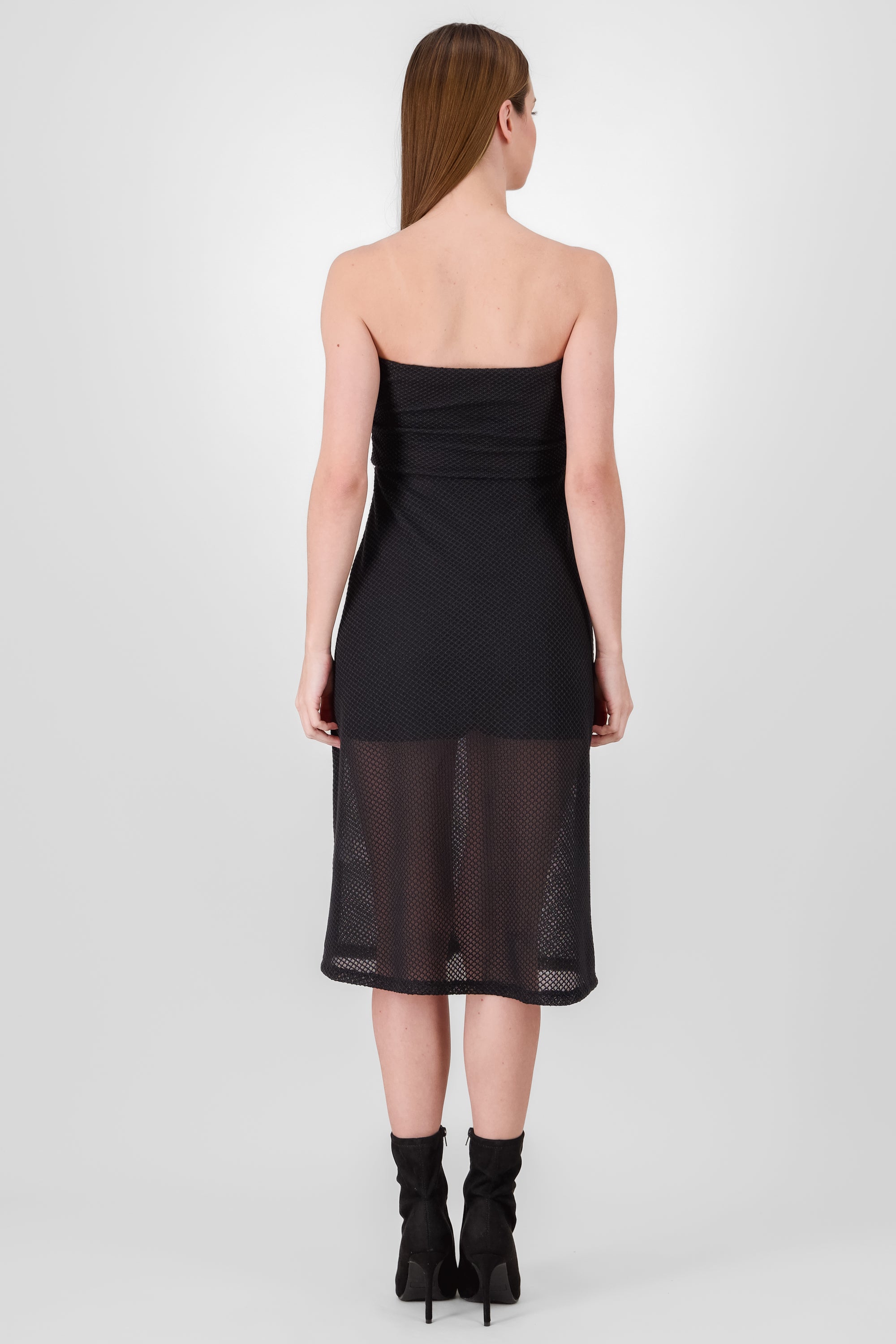 VESTIDO DRAPEADO MESH NEGRO