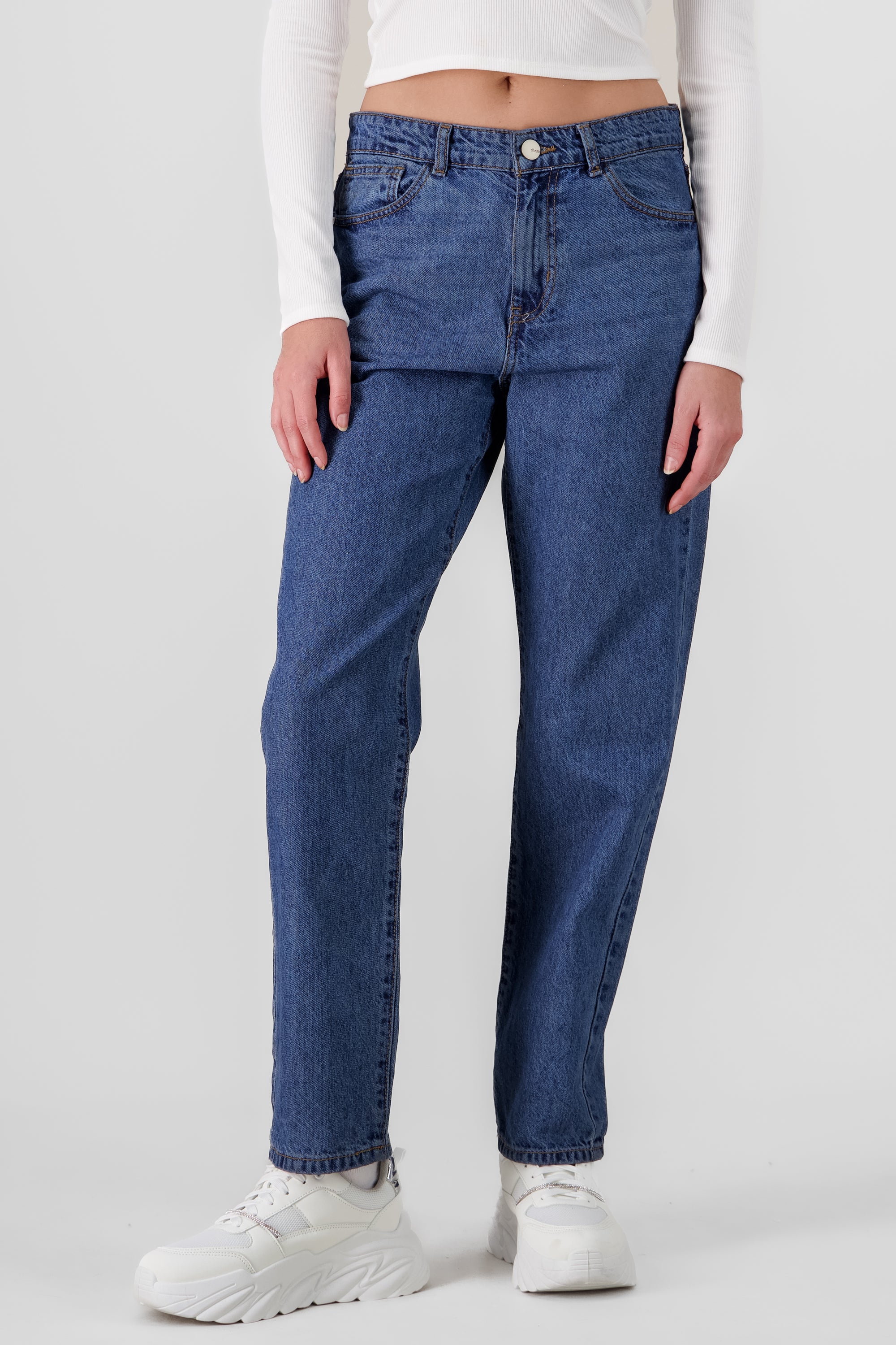 Jeans straight mid rise MEDIUM WASH