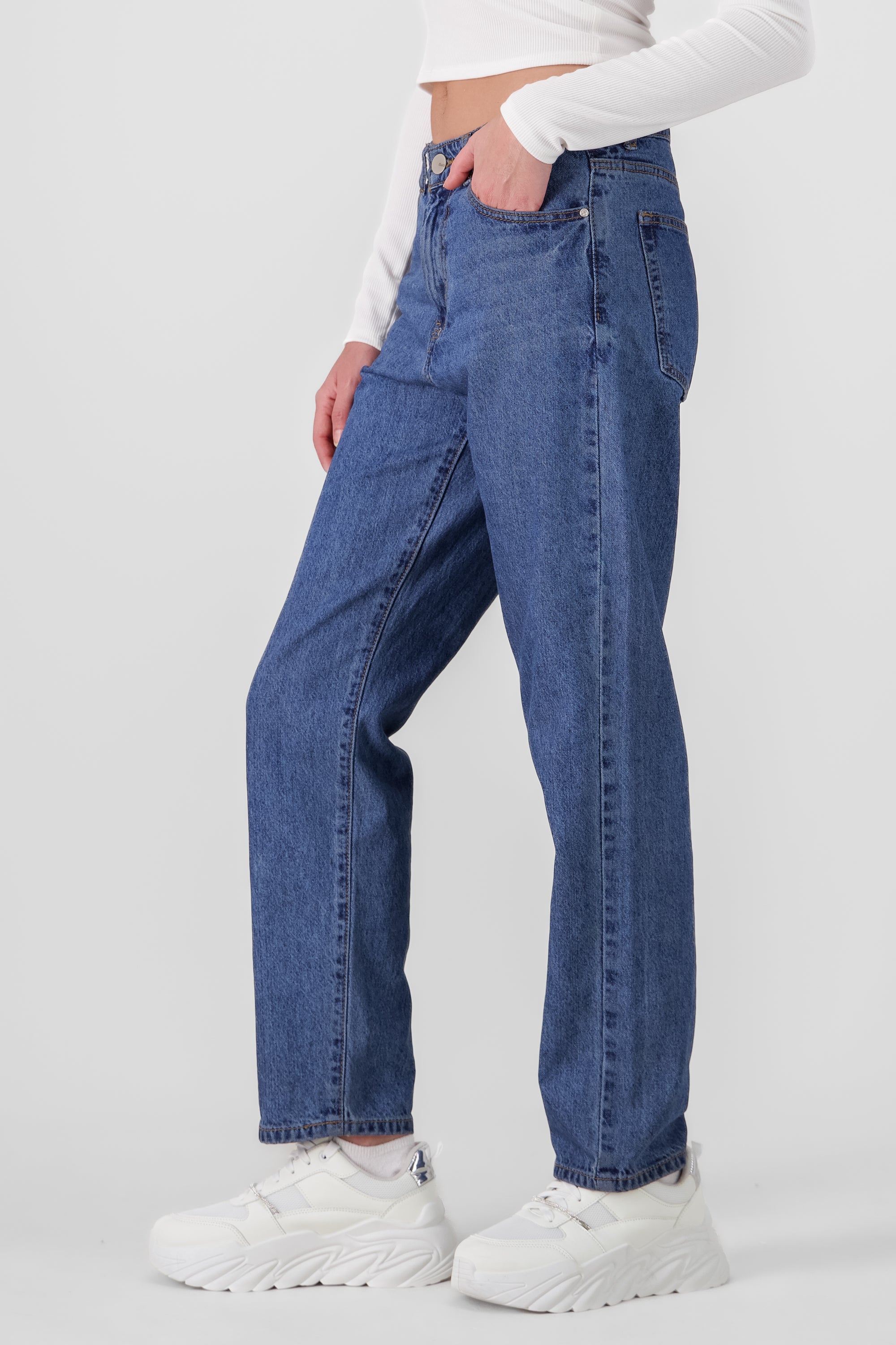 Jeans straight mid rise MEDIUM WASH