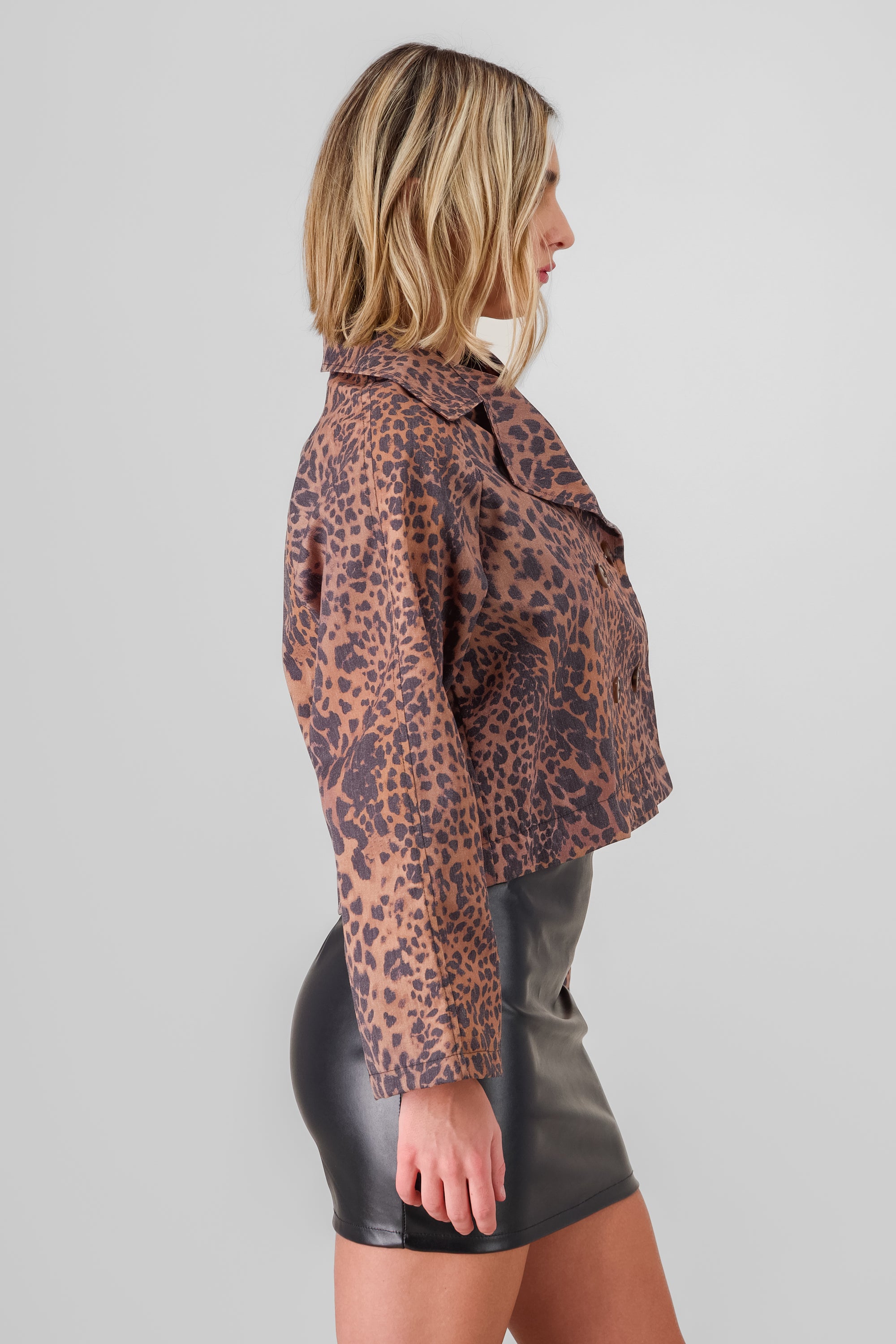 Gabardina crop animal print CAFE COMBO