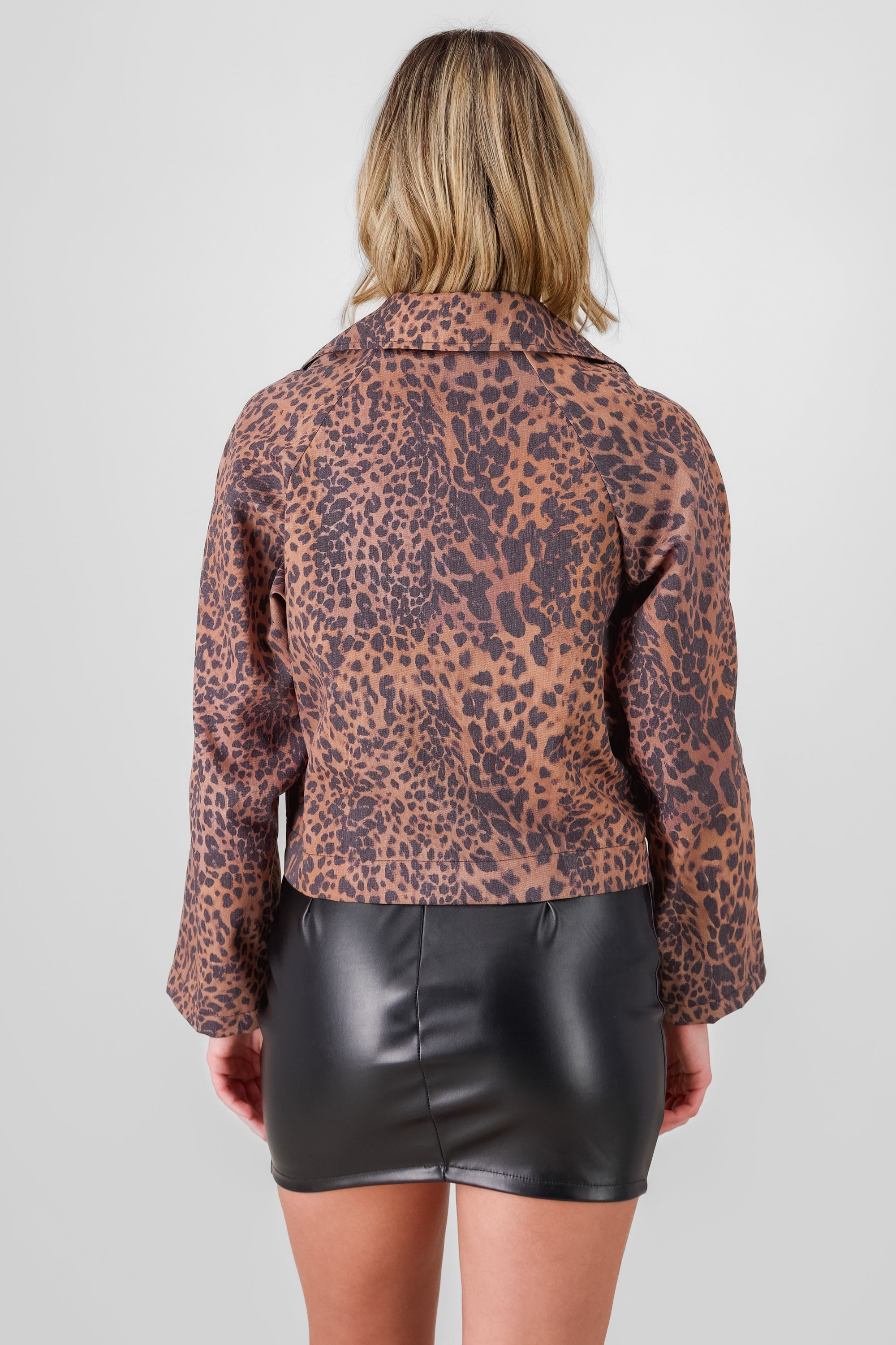 Gabardina crop animal print CAFE COMBO